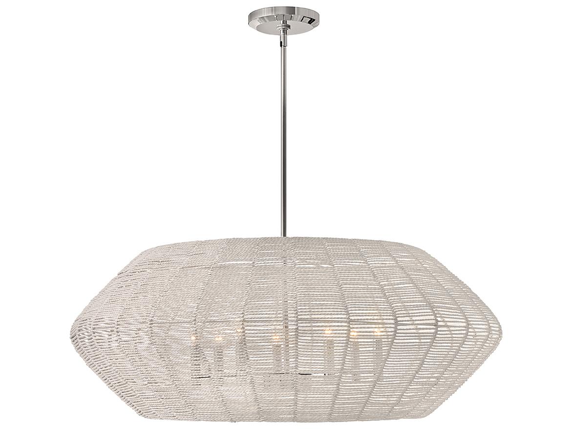 Hinkley Luca 7-Light Polished Chrome White Candelabra Geometric Chandelier