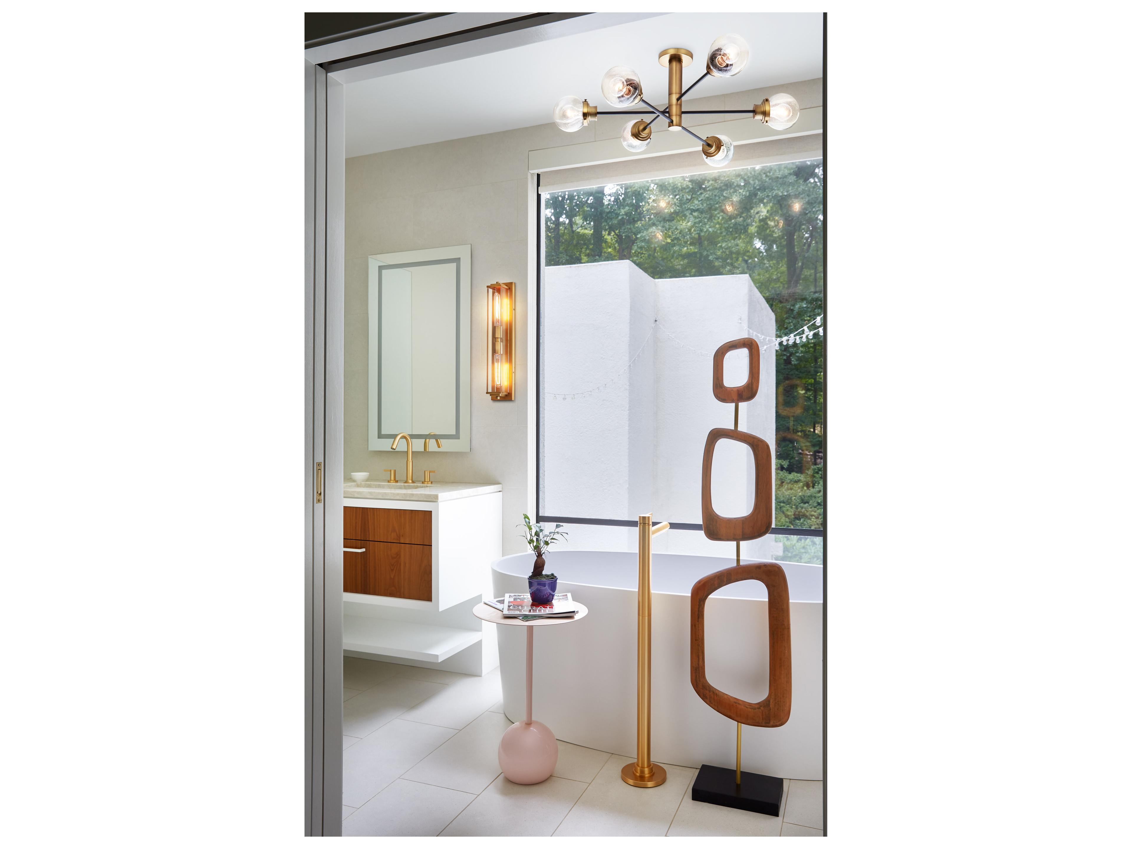 Hinkley Poppy 6-Light Black Heritage Brass Glass Globe Semi Flush Mount