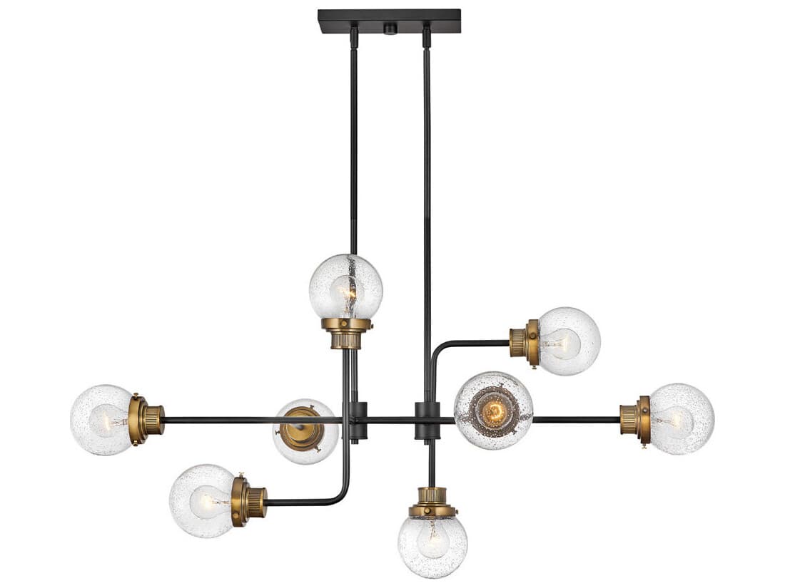 Hinkley Poppy 8-Light Black Heritage Brass Glass Globe Island Pendant