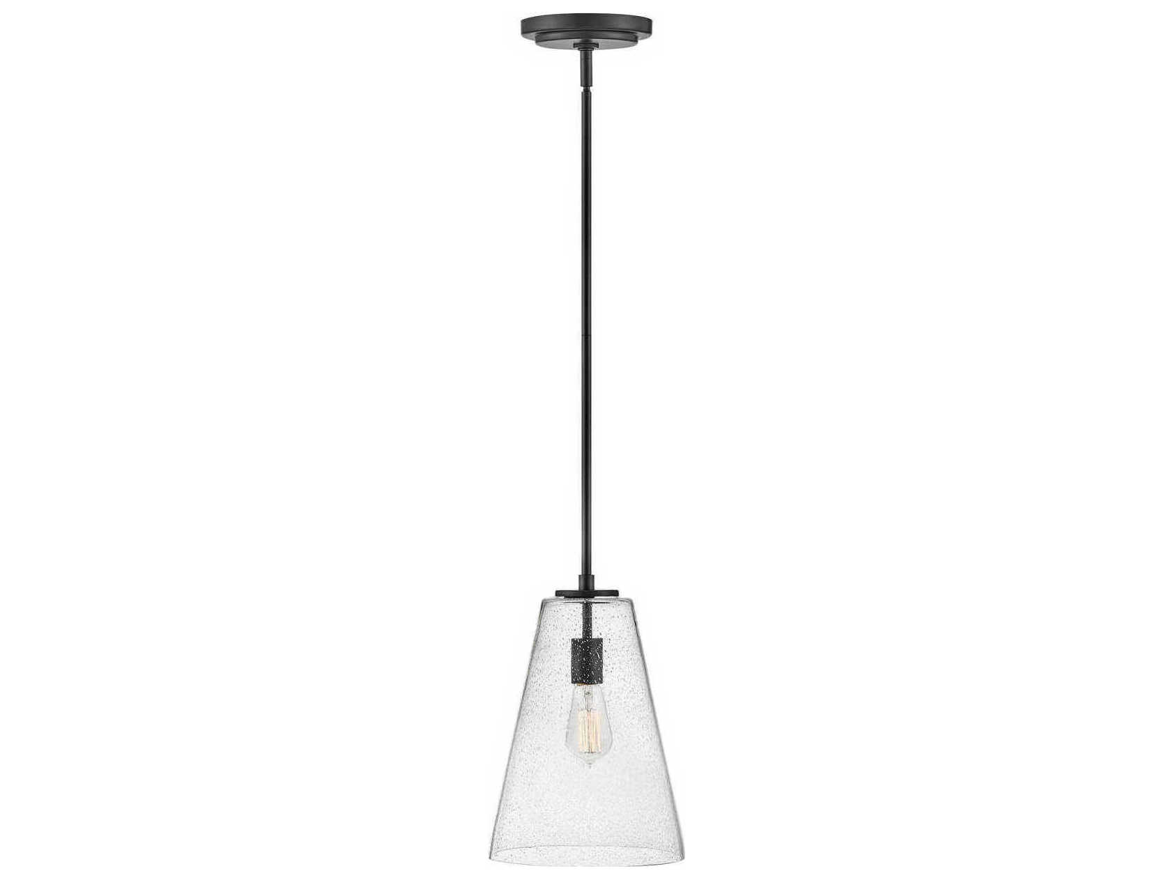 Hinkley Vance 1-Light Satin Black Glass Mini Pendant