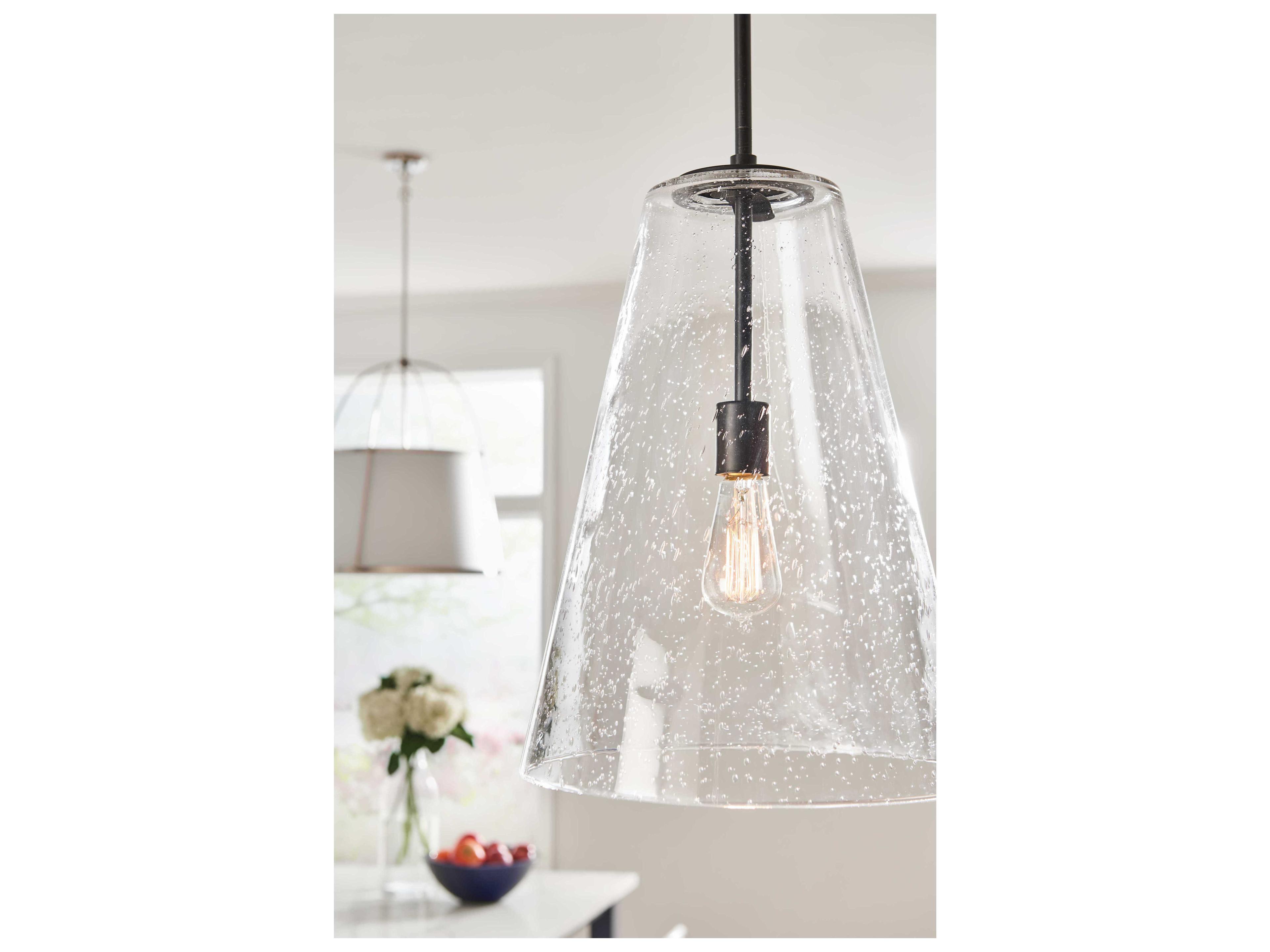 Hinkley Vance 1-Light Satin Black Glass Mini Pendant