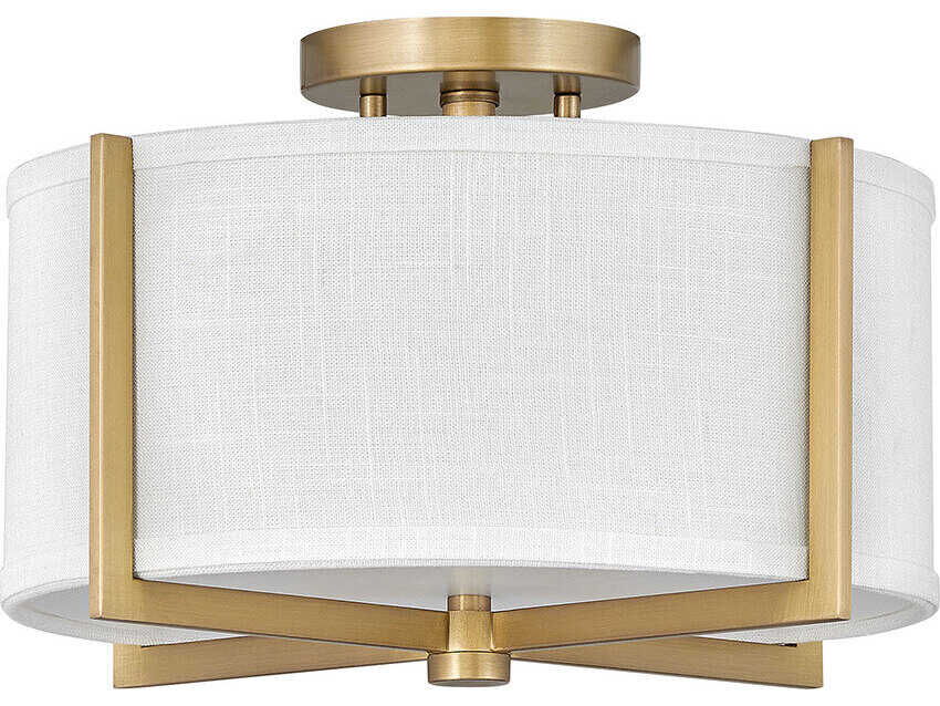 Hinkley Axis 2-Light Heritage Brass Drum Semi Flush Mount