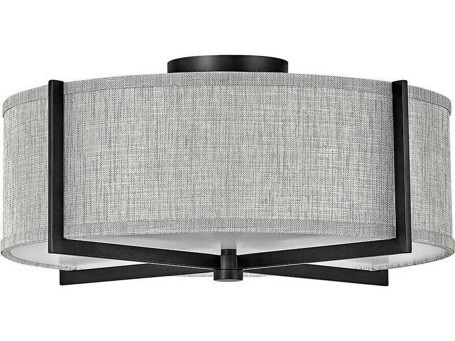 Hinkley Axis 3-Light Black Drum Flush Mount