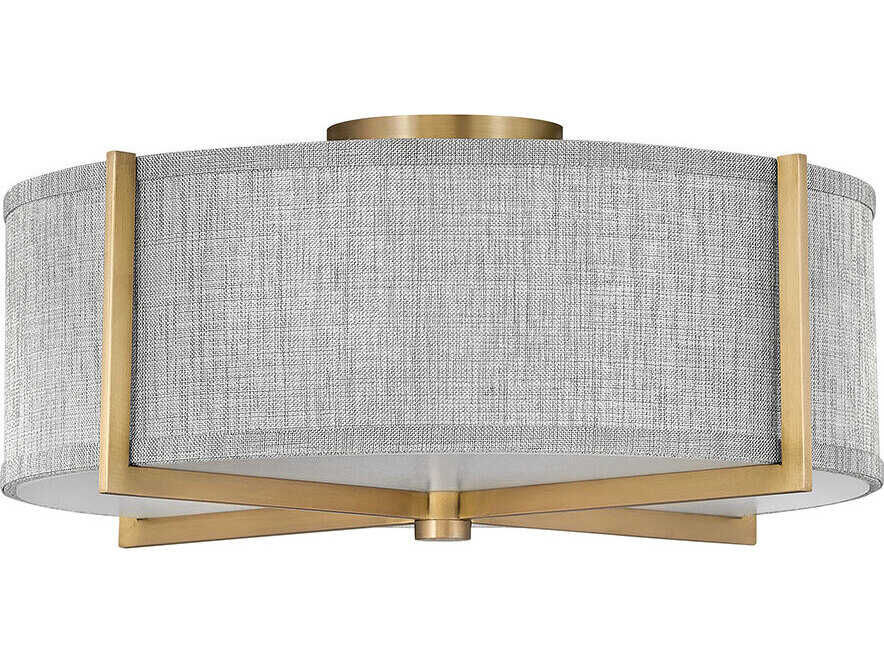 Hinkley Axis 3-Light Heritage Brass Drum Flush Mount