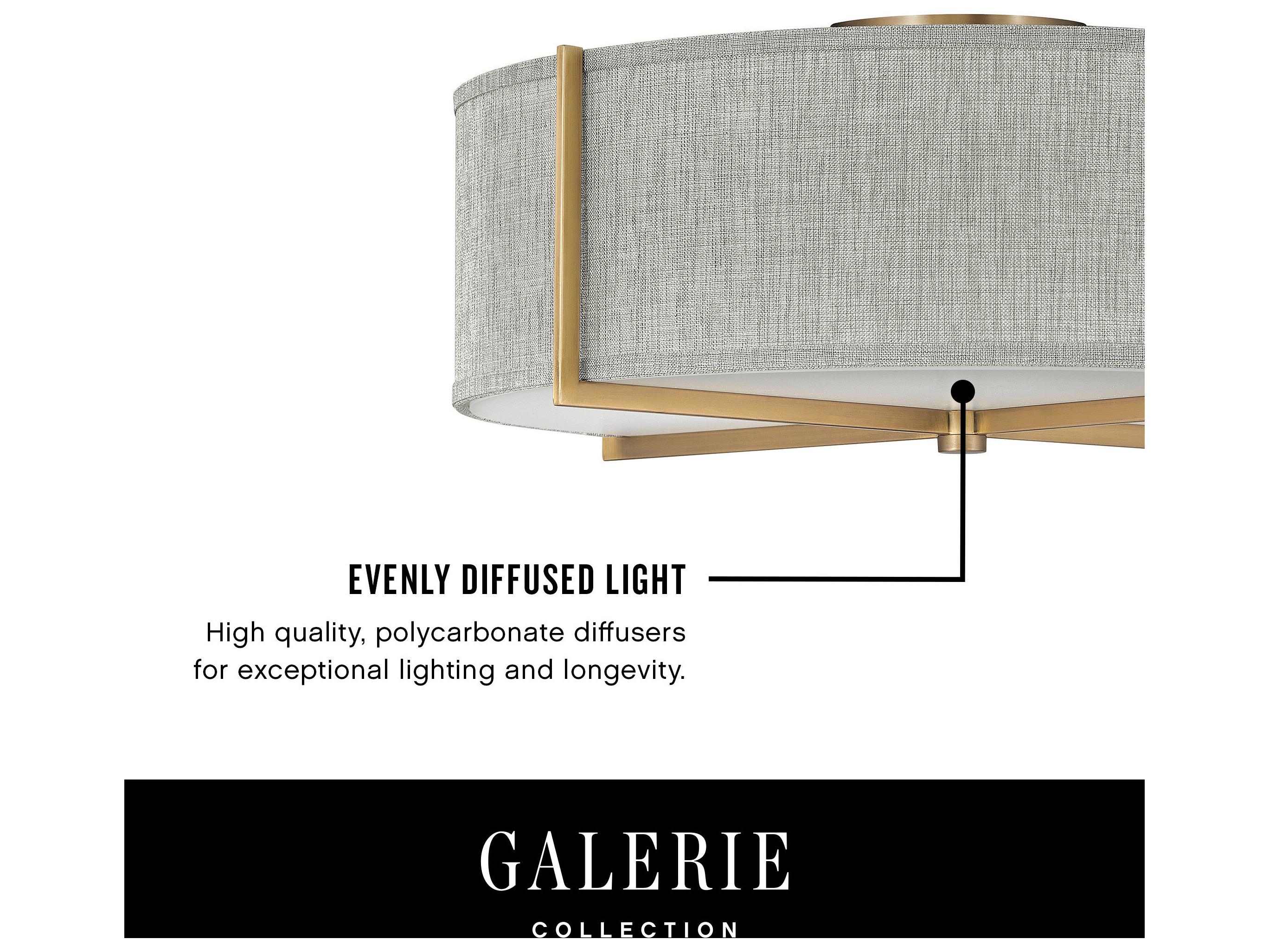 Hinkley Axis 3-Light Heritage Brass Drum Flush Mount