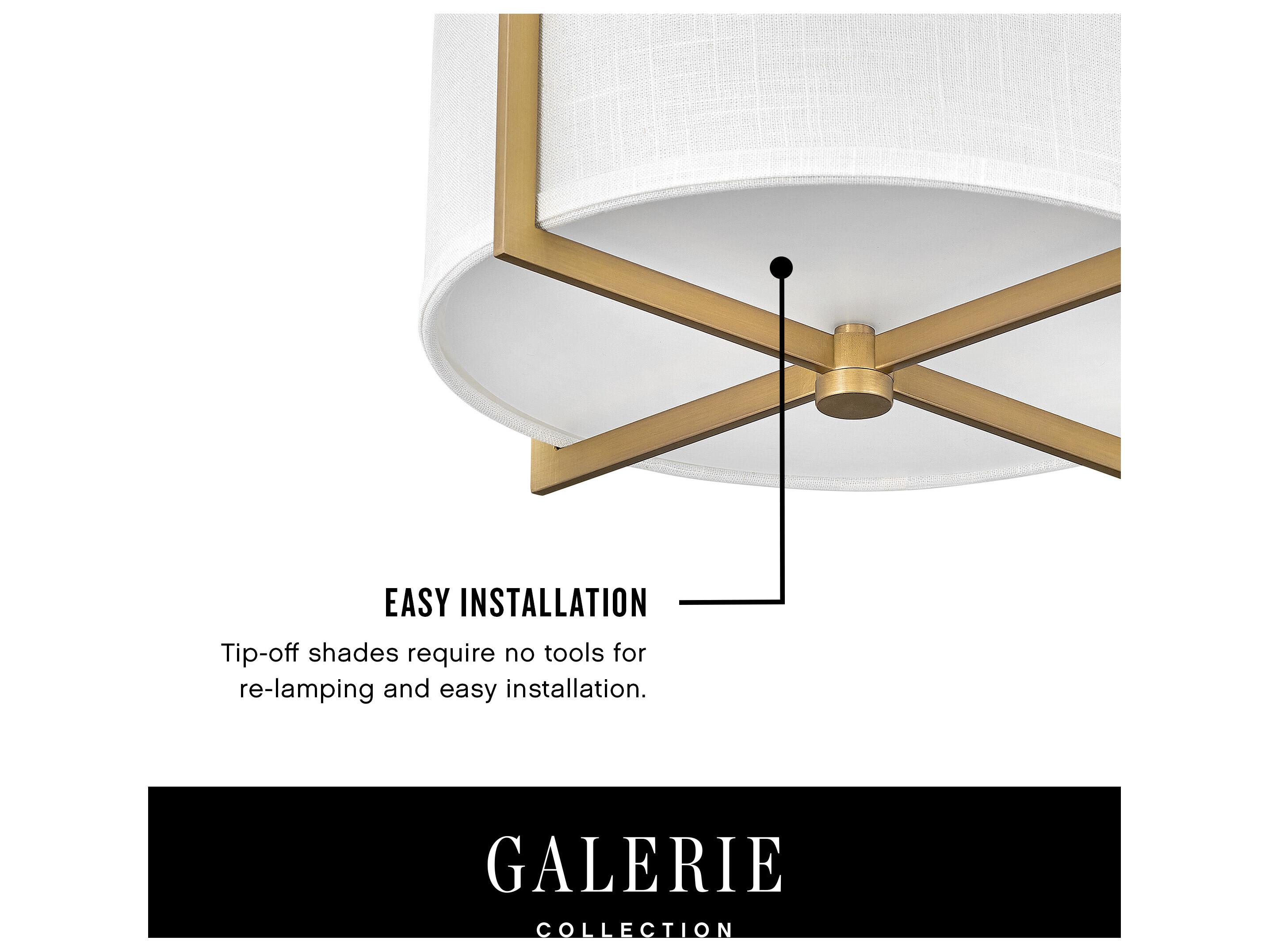 Hinkley Axis 3-Light Heritage Brass Drum Flush Mount