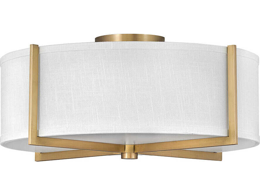 Hinkley Axis 3-Light Heritage Brass Drum Flush Mount