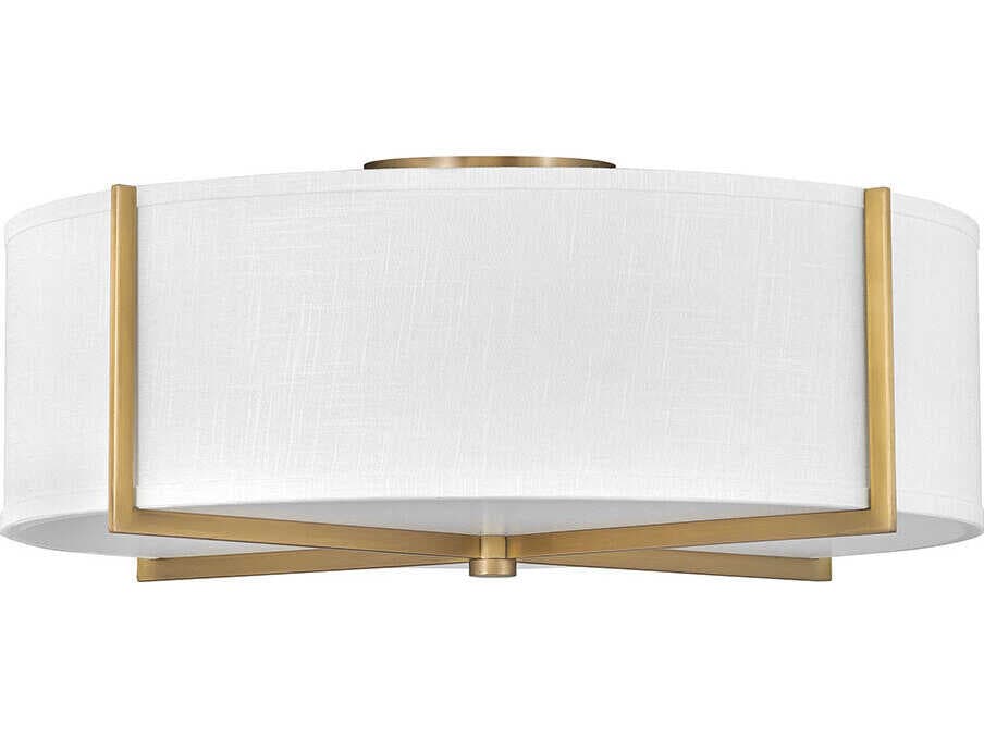 Hinkley Axis 4-Light Heritage Brass Drum Flush Mount