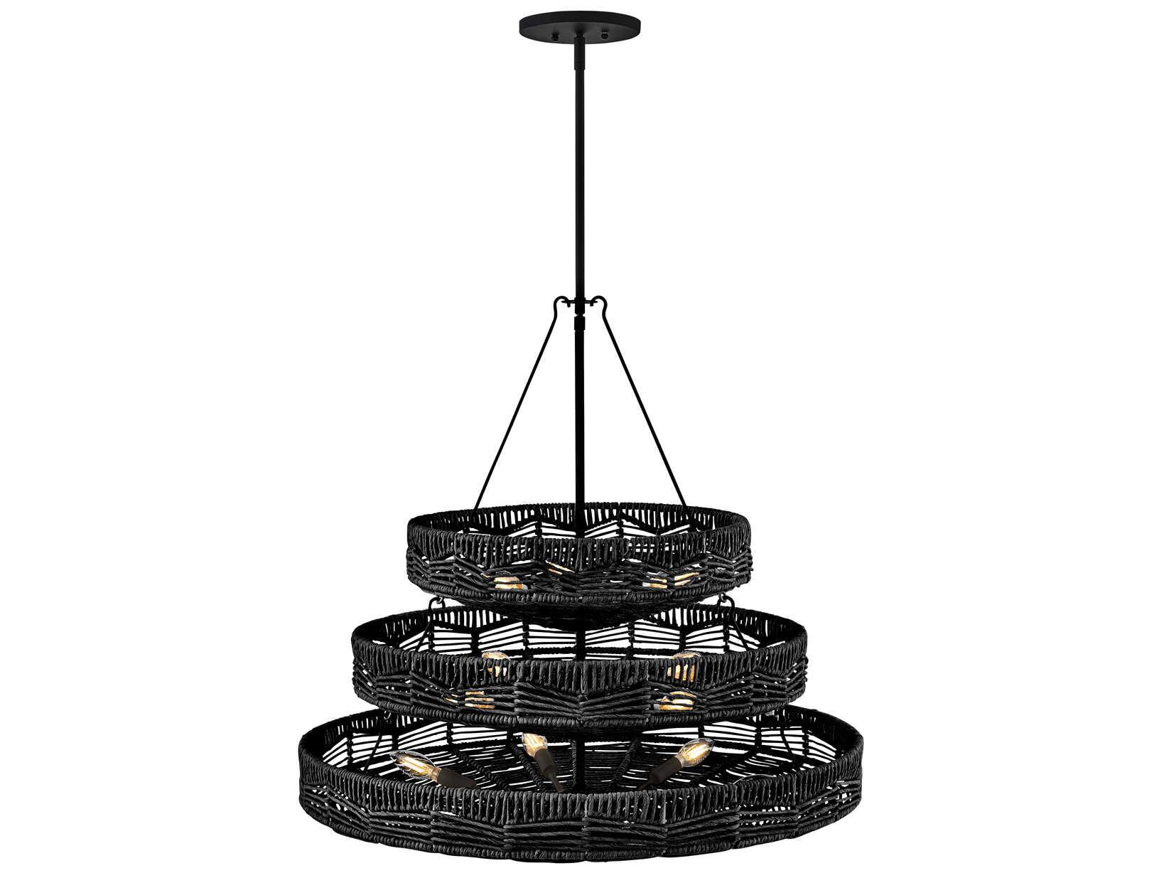 Hinkley Ophelia 13-Light Black LED Bowl Tiered Pendant