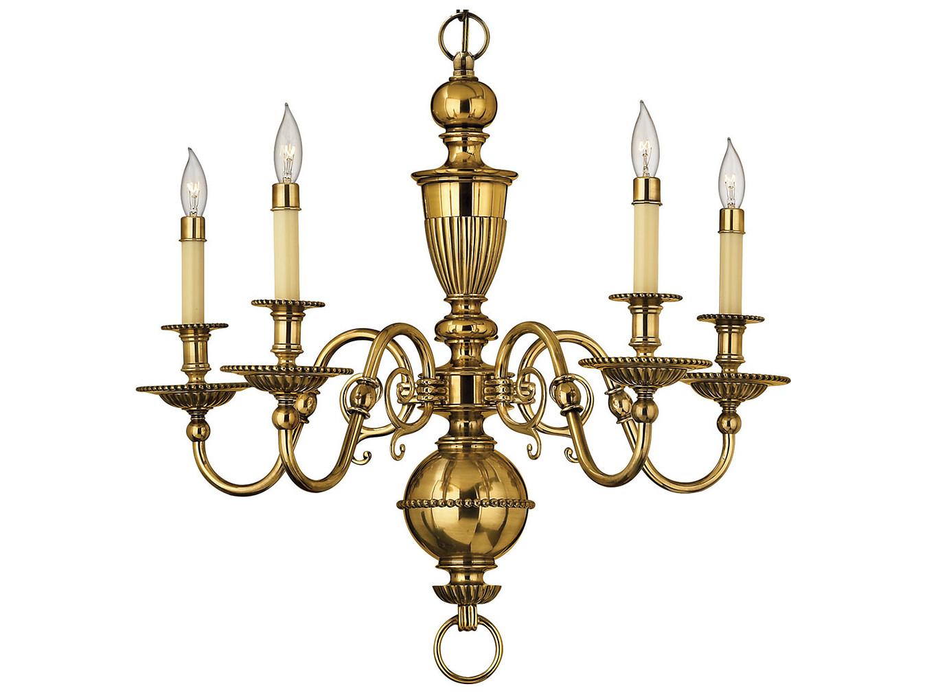 Hinkley Cambridge 5-Light Burnished Brass Candelabra Chandelier