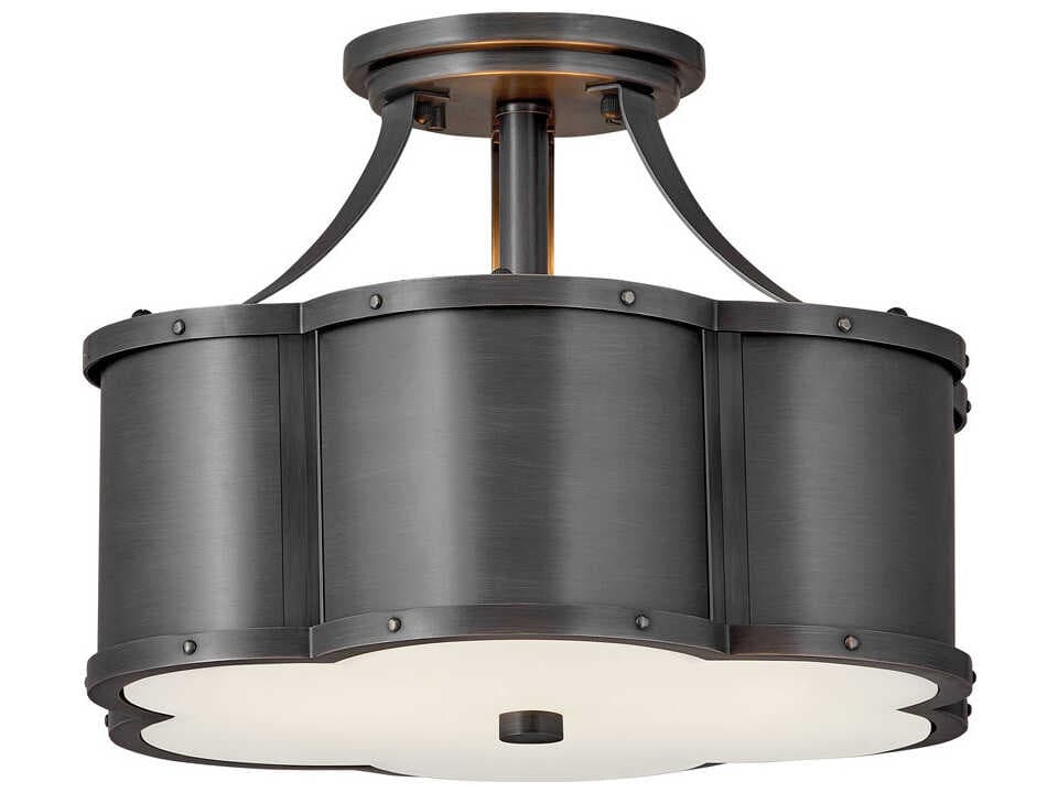 Hinkley Chance 2-Light Blackened Brass Geometric Semi Flush Mount