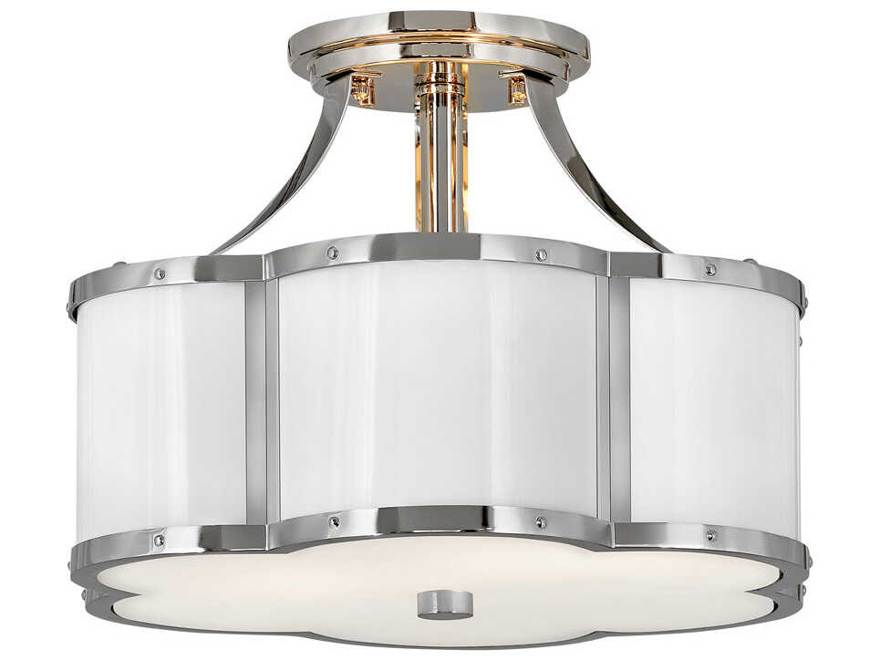 Hinkley Chance 2-Light Polished Nickel White Geometric Semi Flush Mount