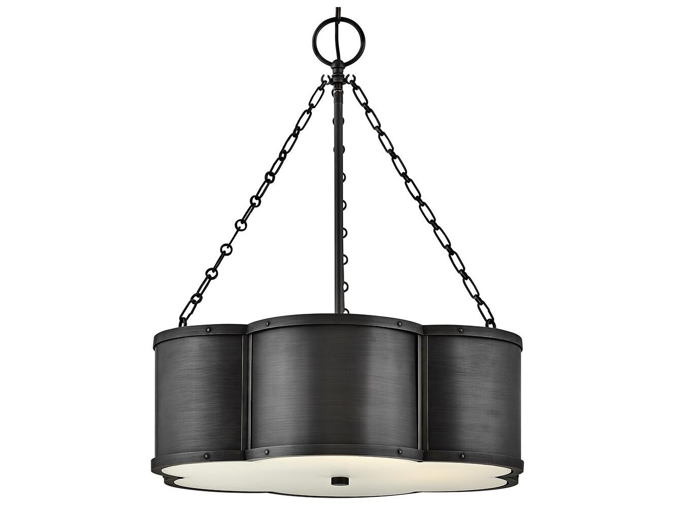 Hinkley Chance 3-Light Blackened Brass Glass Geometric Pendant