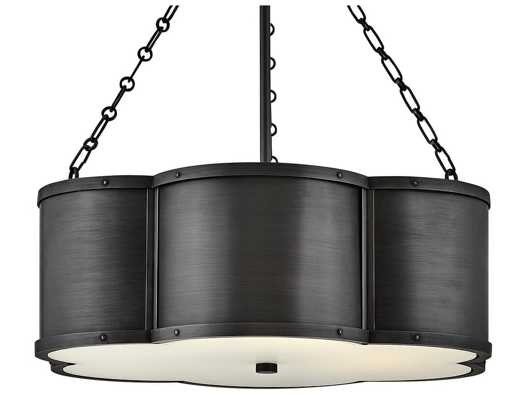 Hinkley Chance 3-Light Blackened Brass Glass Geometric Pendant