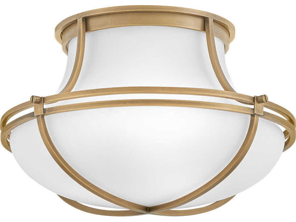 Hinkley Saddler 3-Light Heritage Brass Bowl Flush Mount