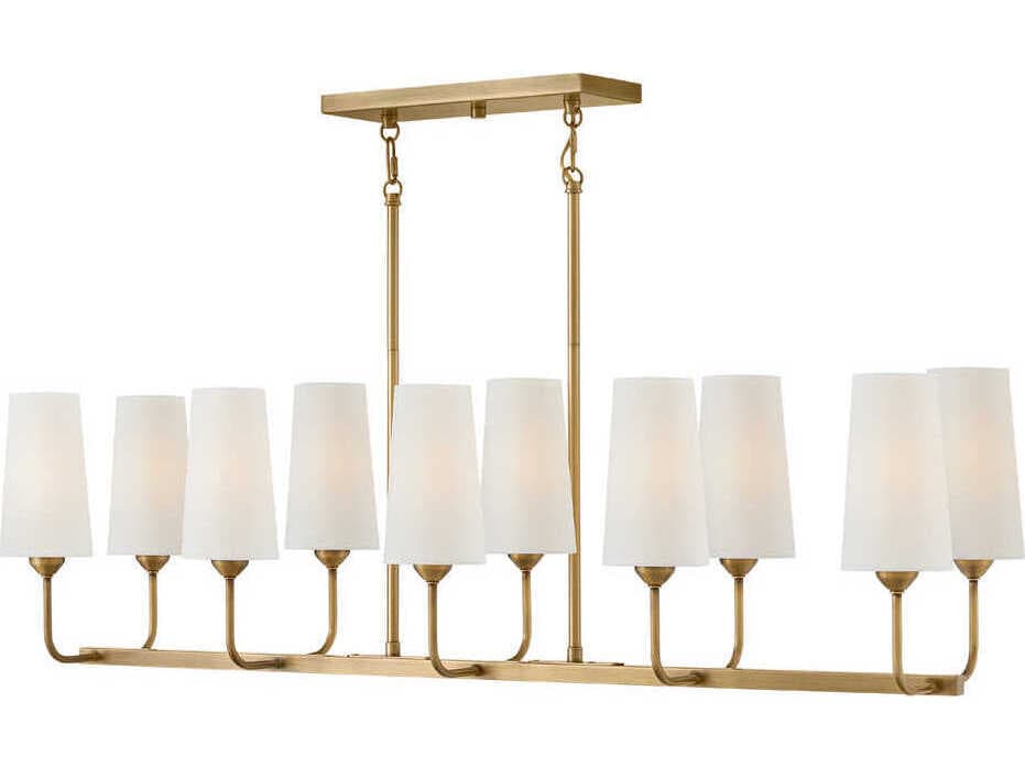 Hinkley Lewis 10-Light Heritage Brass LED Linear Island Pendant