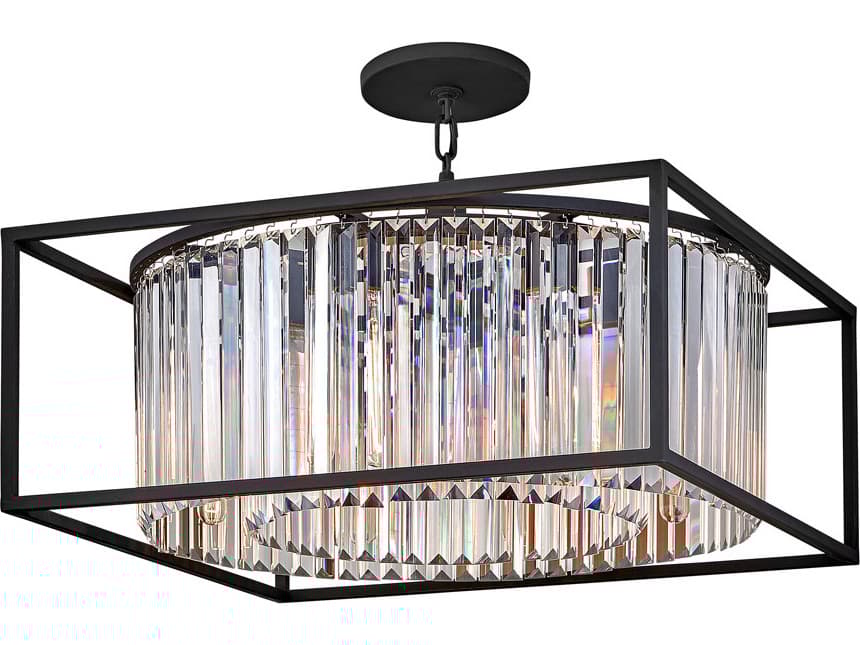 Hinkley Giada 8-Light Black Crystal Drum Geometric Pendant