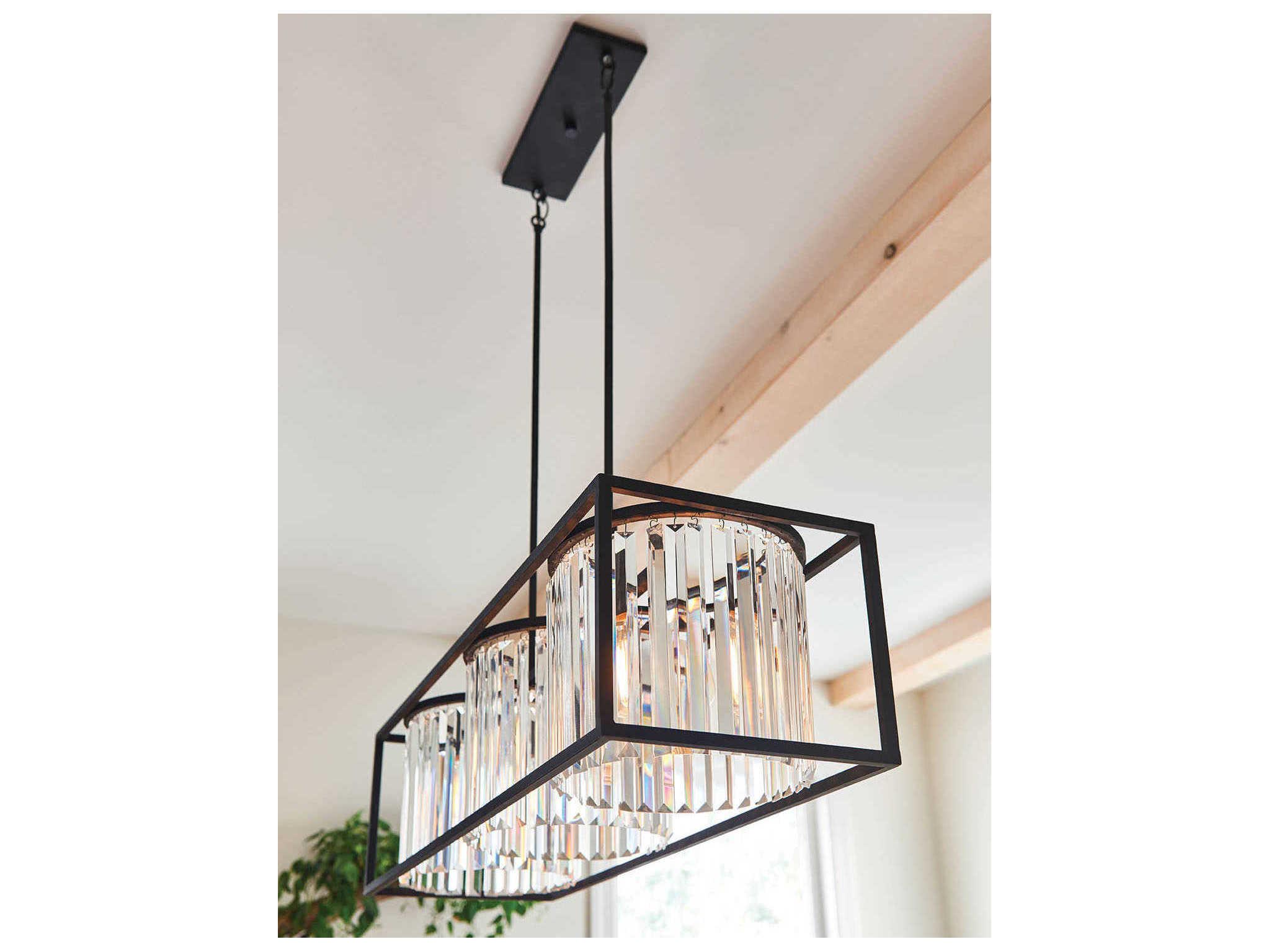 Hinkley Giada 3-Light Black Crystal Cylinder Island Pendant