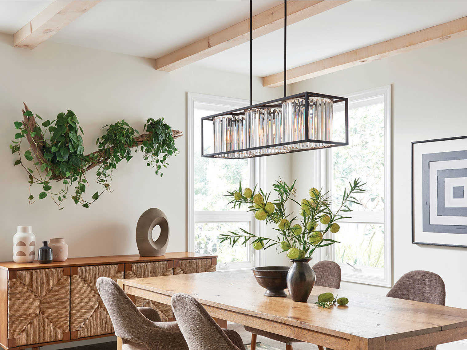 Hinkley Giada 3-Light Black Crystal Cylinder Island Pendant