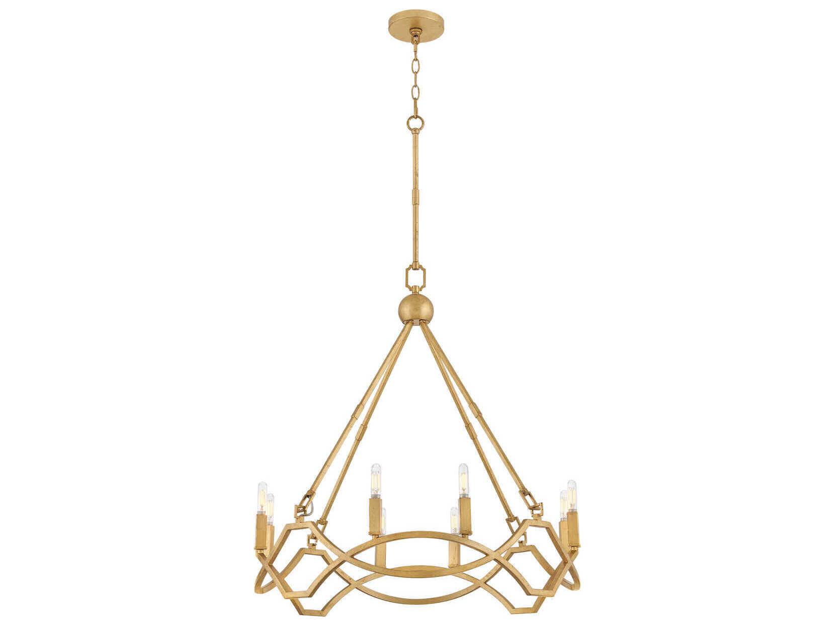Hinkley Leona 8-Light Distressed Brass Candelabra Chandelier