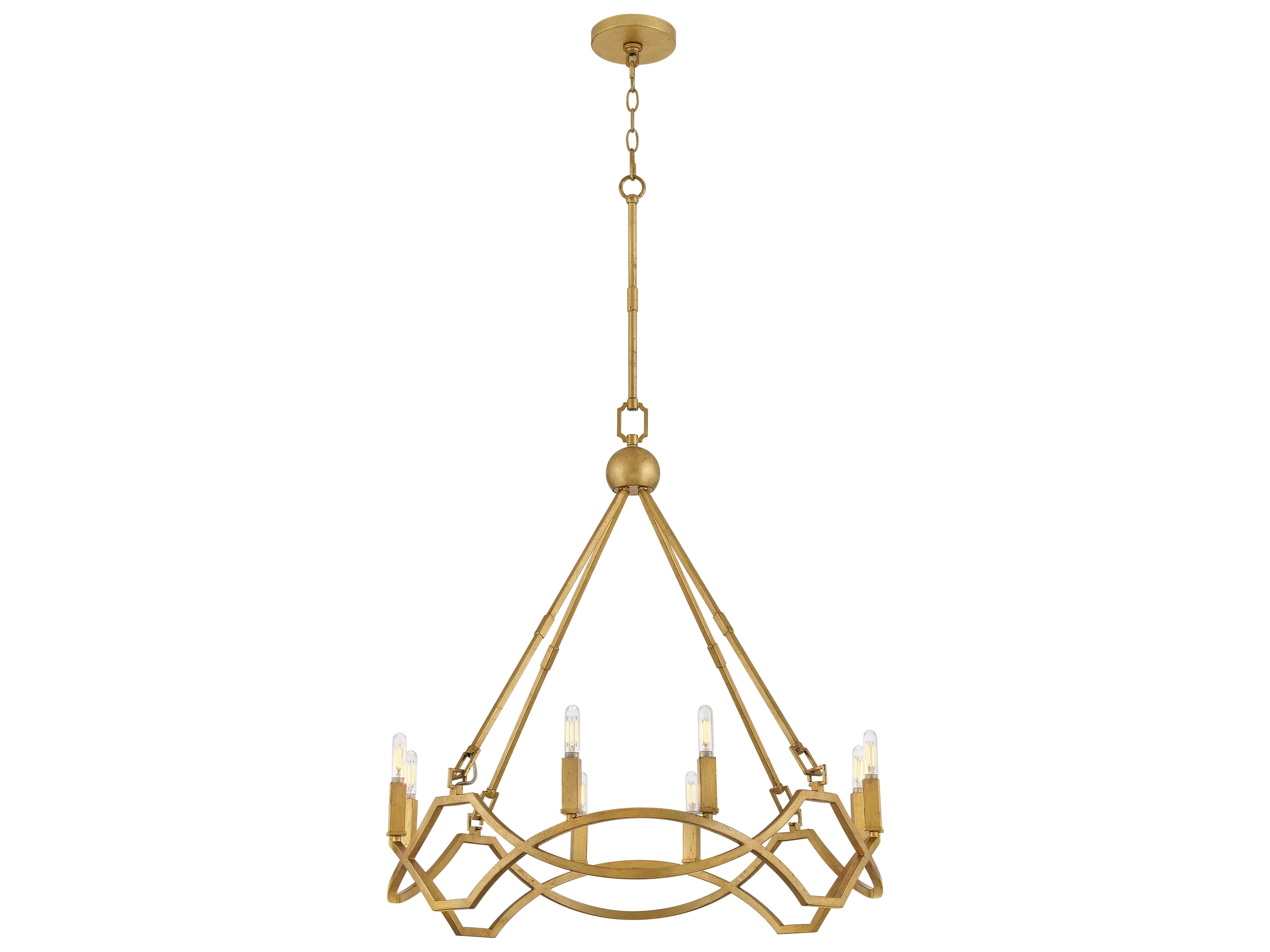 Hinkley Leona 8-Light Distressed Brass Candelabra Chandelier