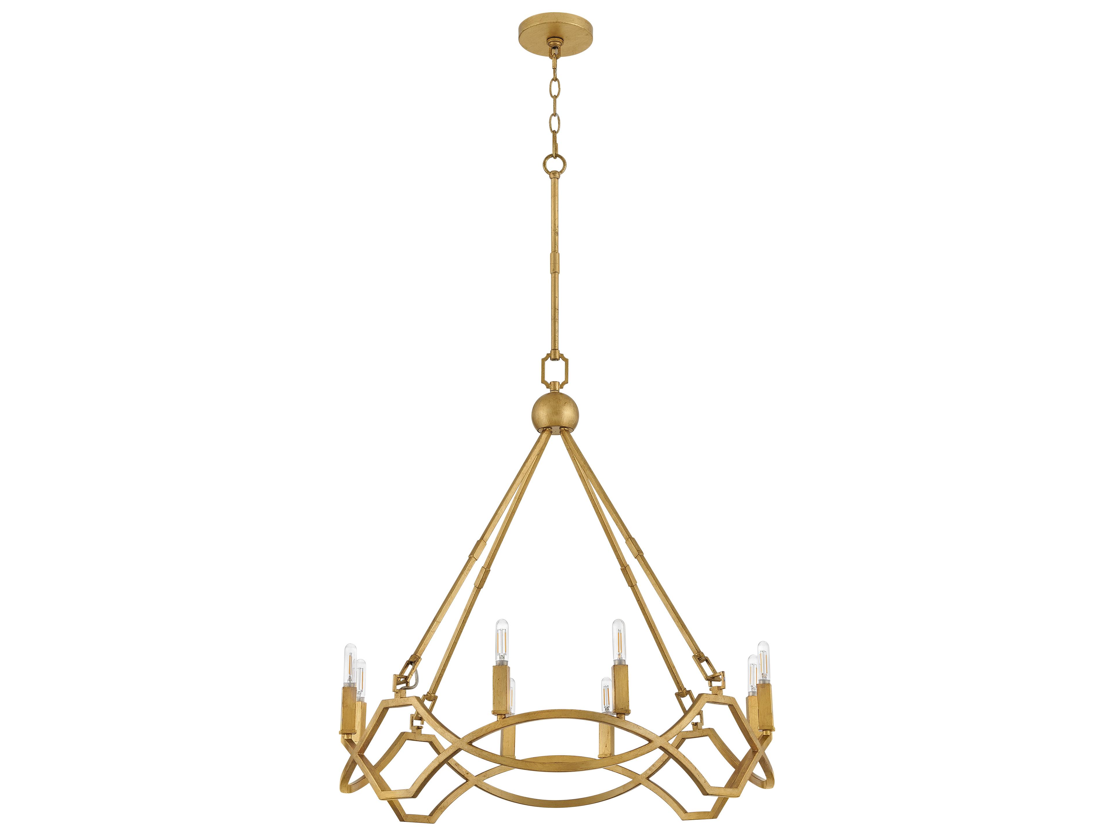 Hinkley Leona 8-Light Distressed Brass Candelabra Chandelier