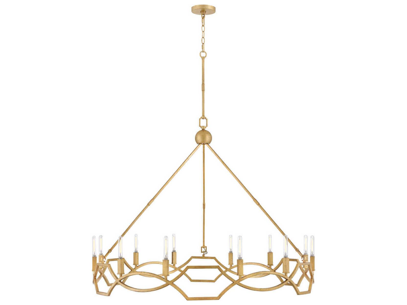 Hinkley Leona 12-Light Distressed Brass Candelabra Chandelier