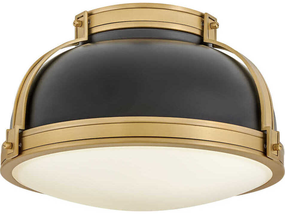 Hinkley Barton 2-Light Black Lacquered Brass Dome Flush Mount