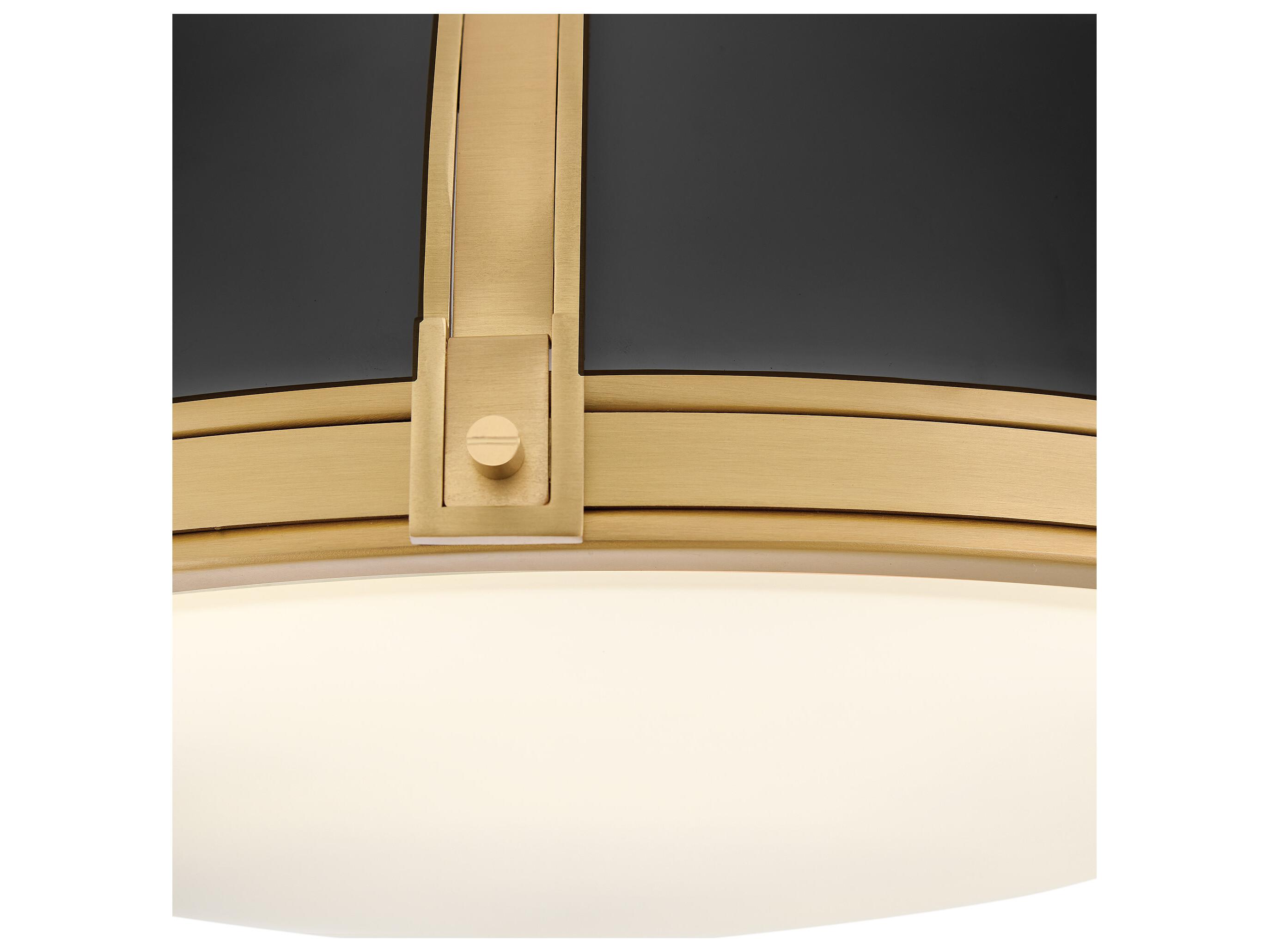 Hinkley Barton 3-Light Black Lacquered Brass Round Flush Mount