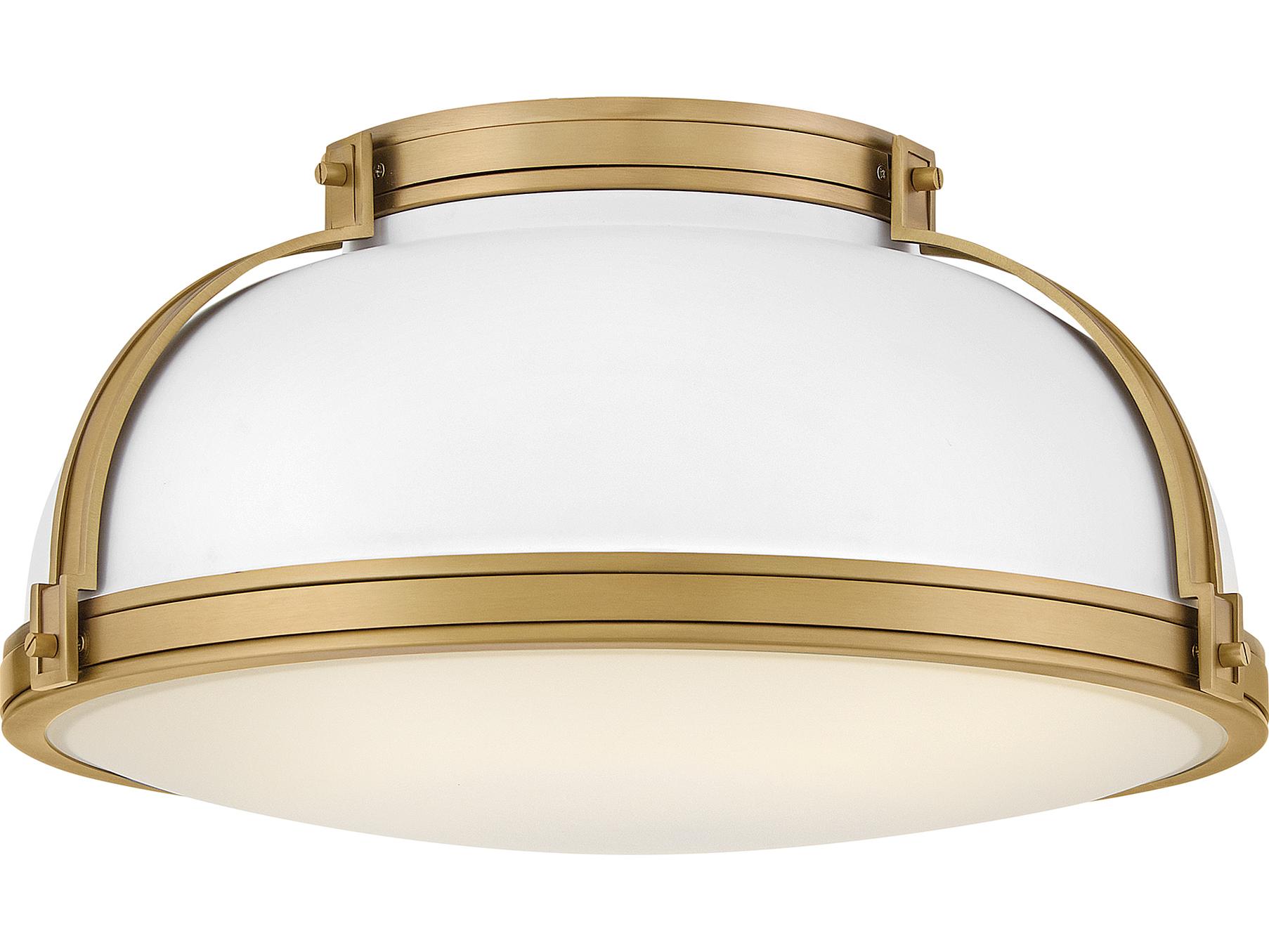 Hinkley Barton 3-Light Matte White Lacquered Brass Round Flush Mount