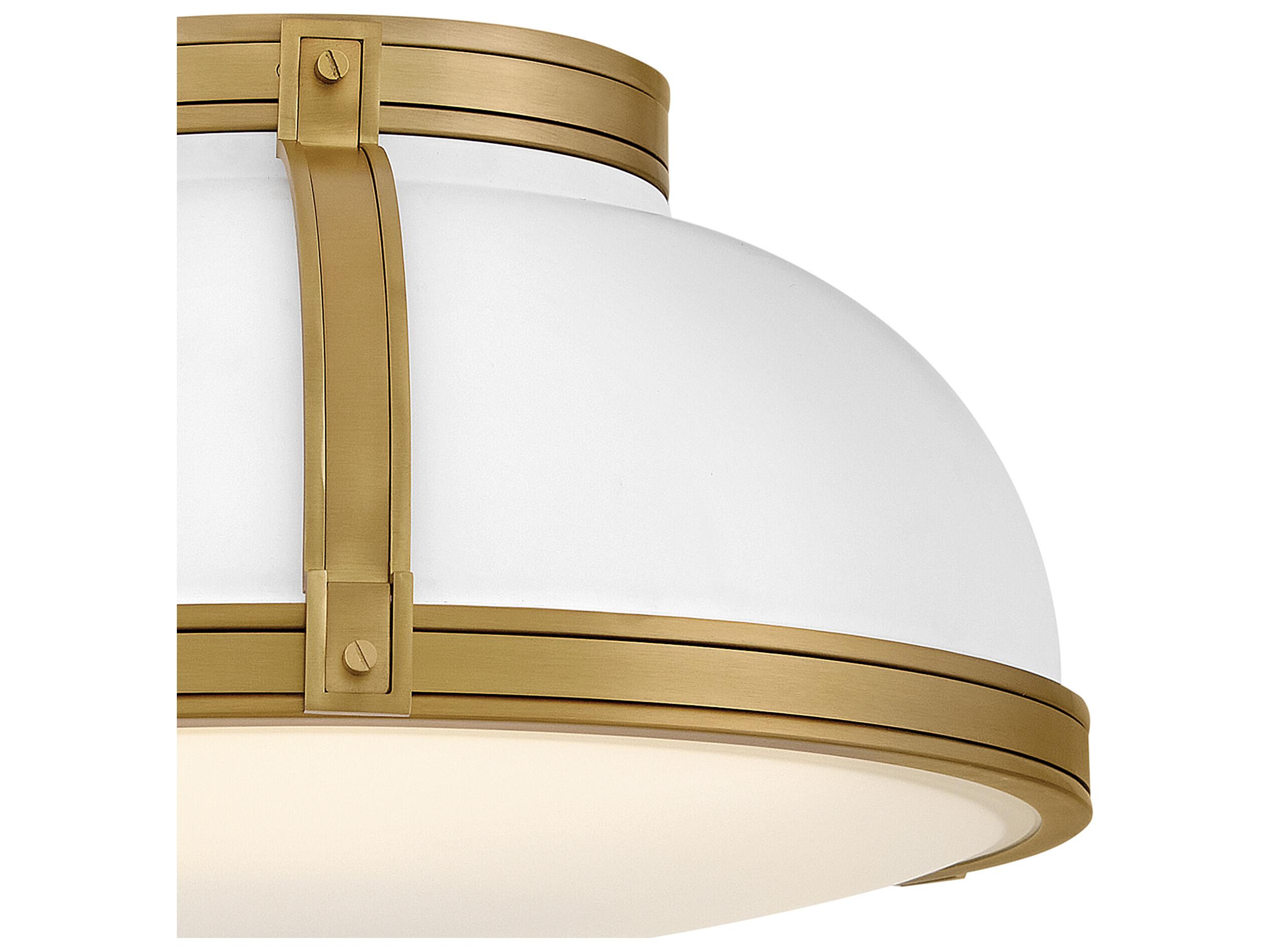 Hinkley Barton 3-Light Matte White Lacquered Brass Round Flush Mount