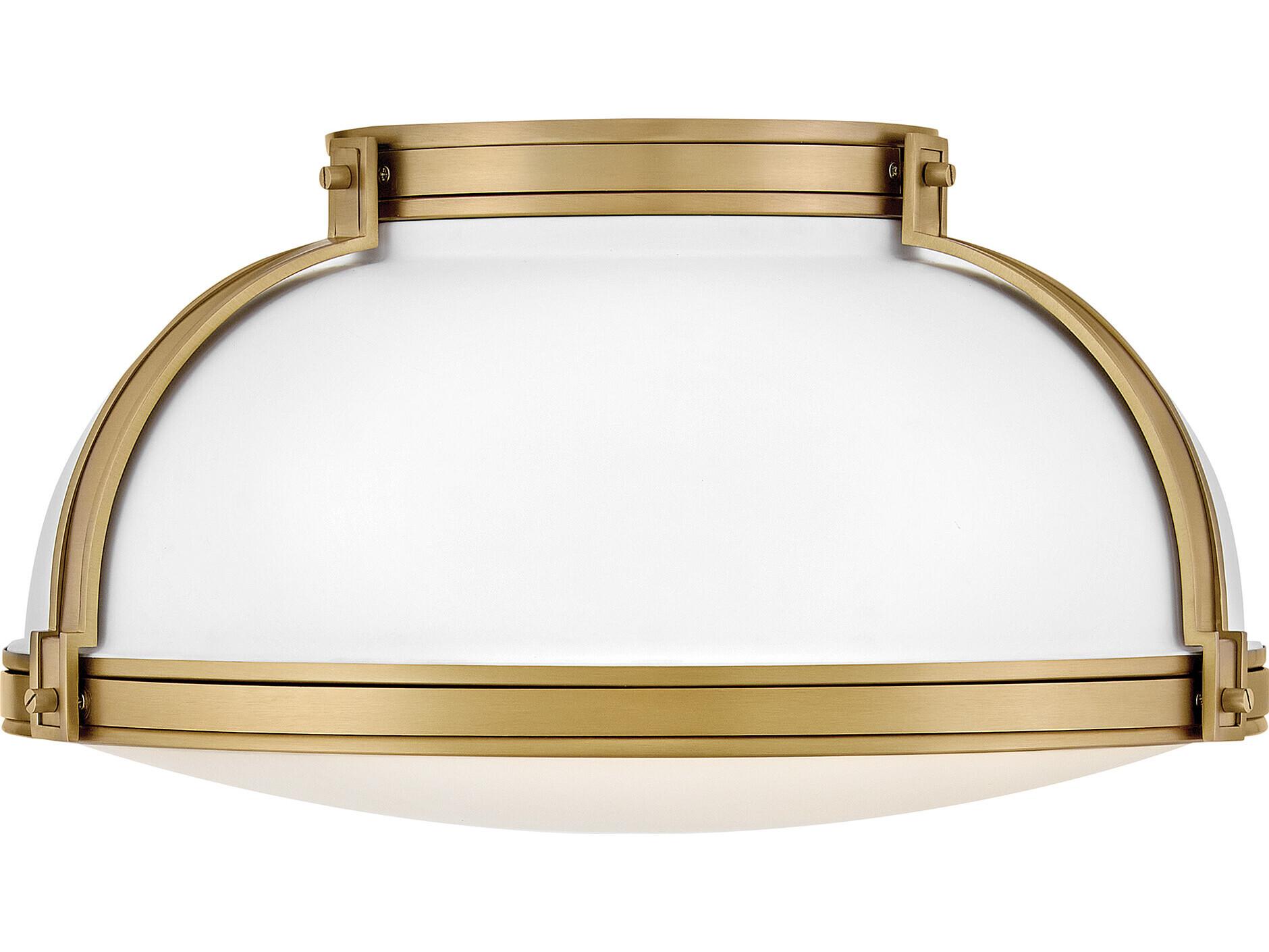 Hinkley Barton 3-Light Matte White Lacquered Brass Round Flush Mount