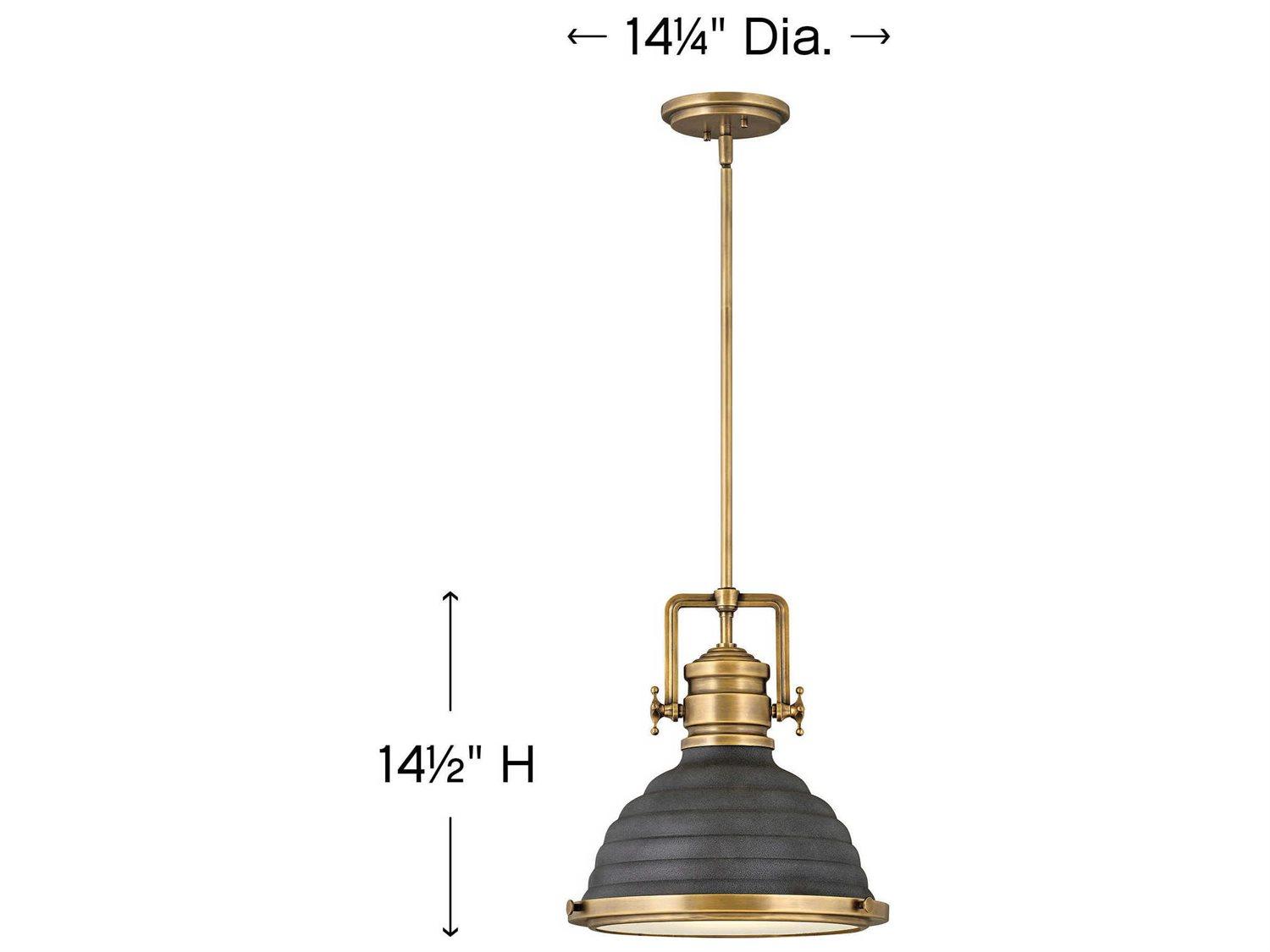 Hinkley Keating 1-Light Heritage Brass Aged Zinc Black Bell Pendant