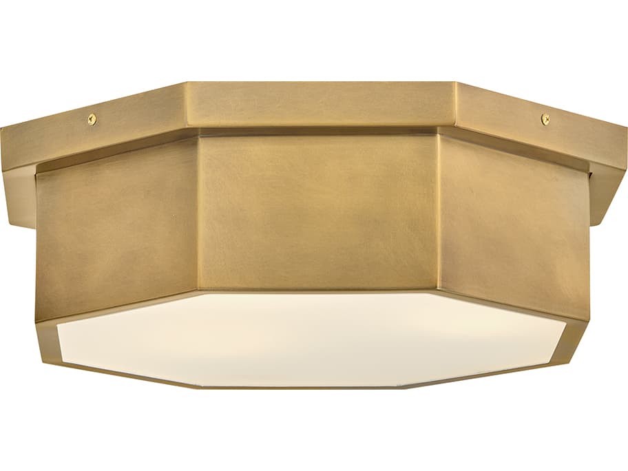 Hinkley Facet 3-Light Heritage Brass Geometric Flush Mount