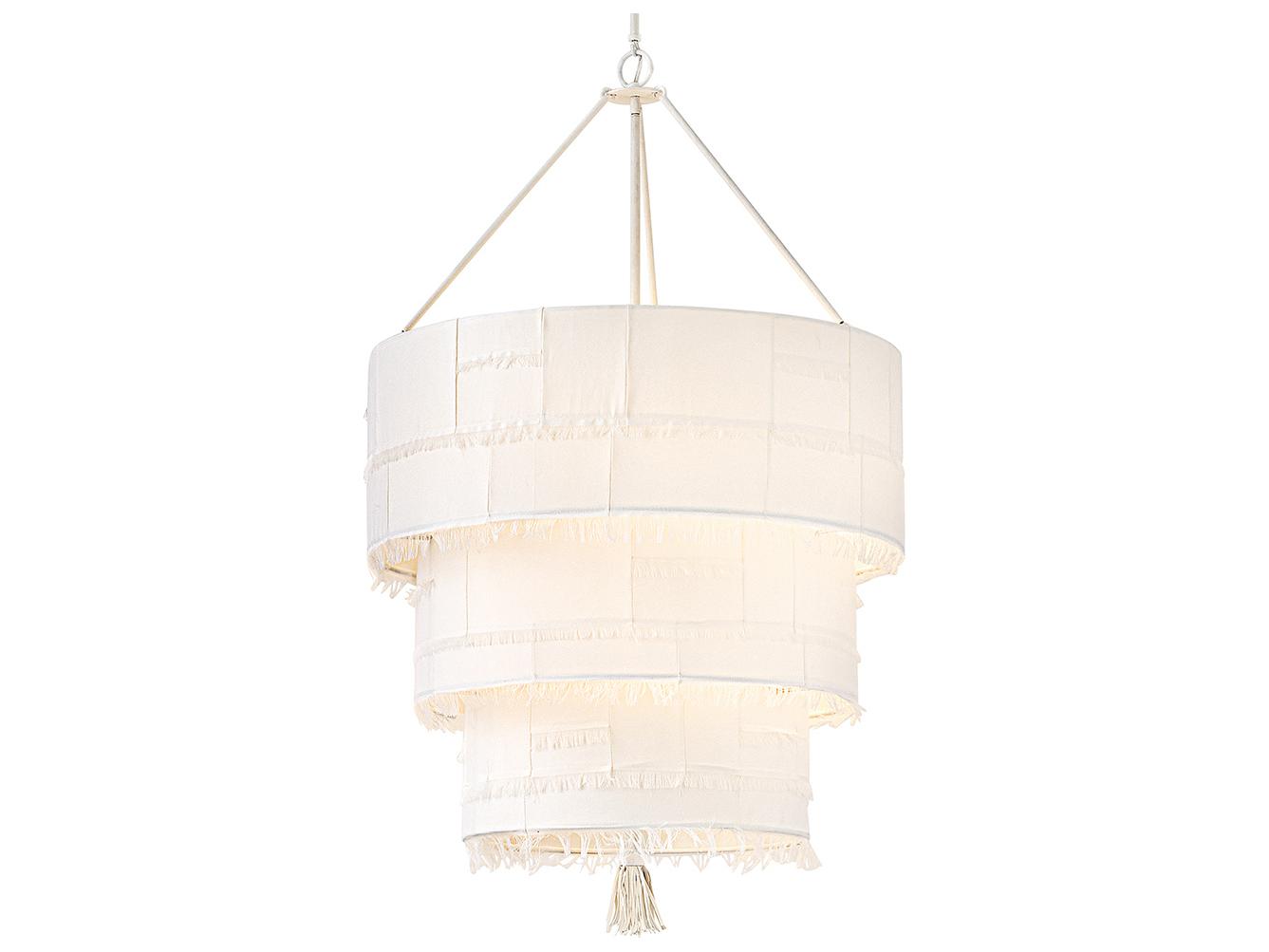 Hinkley Baya 10-Light Textured Plaster White Drum Tiered Chandelier