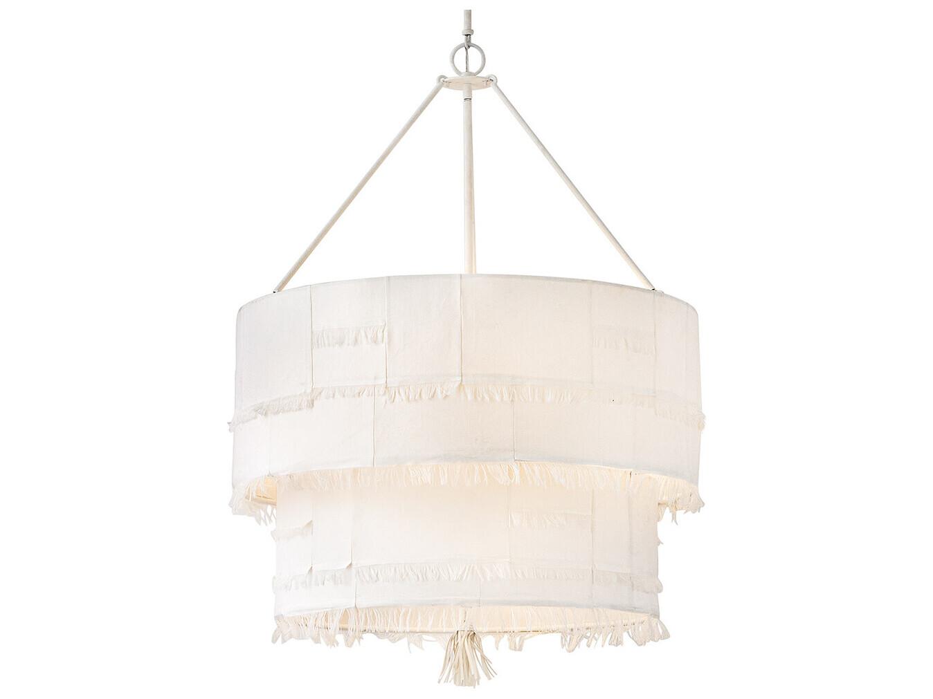 Hinkley Baya 9-Light Textured Plaster White Drum Tiered Chandelier