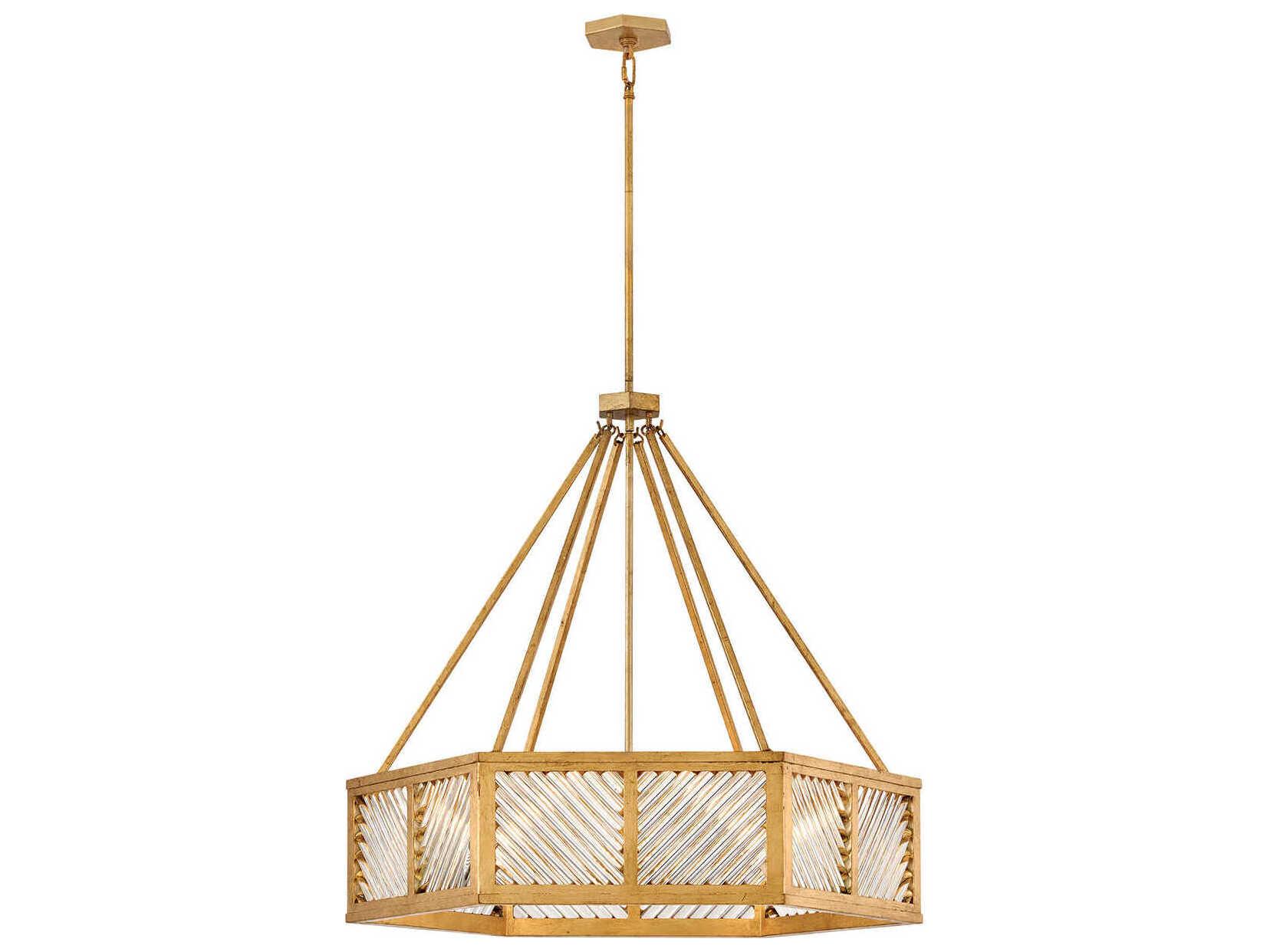 Hinkley Sura 6-Light Distressed Brass Geometric Chandelier