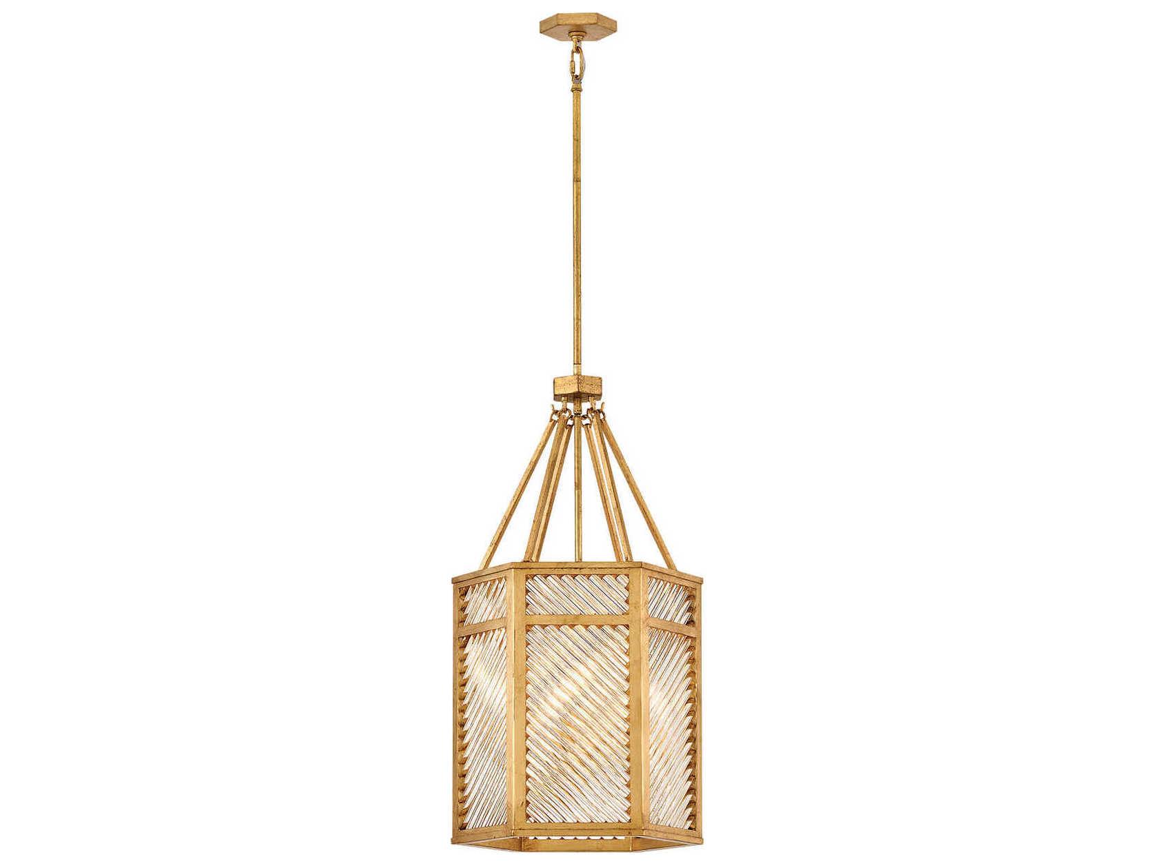 Hinkley Sura 4-Light Distressed Brass Geometric Pendant