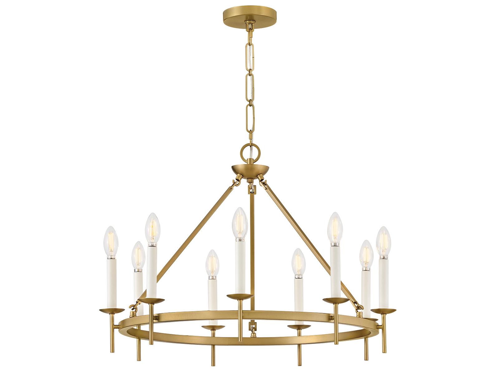 Hinkley Copley 9-Light Lacquered Brass Traditional Candelabra Chandelier