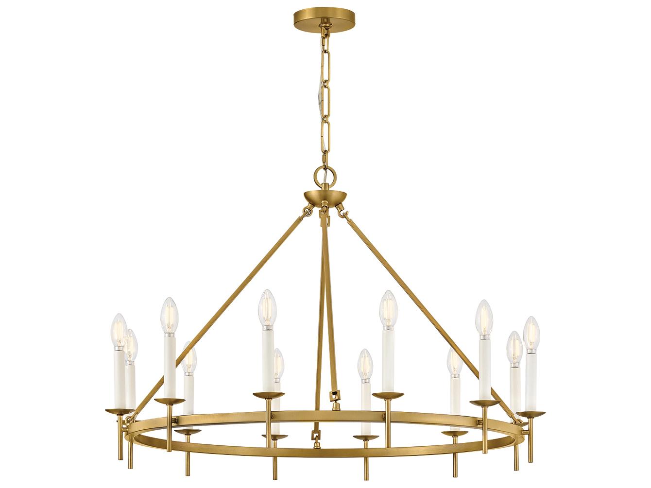 Hinkley Copley 12-Light Lacquered Brass Traditional Candelabra Chandelier