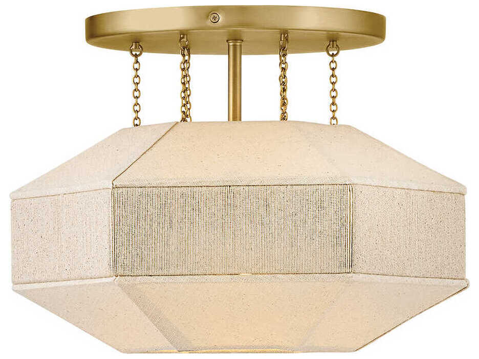 Hinkley Lyla 1-Light Lacquered Brass Geometric Semi Flush Mount