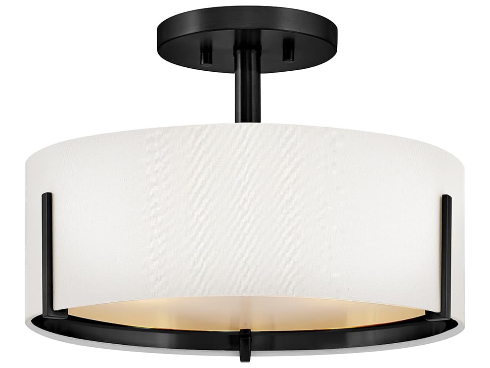 Hinkley Halle 3-Light Black Drum Semi Flush Mount