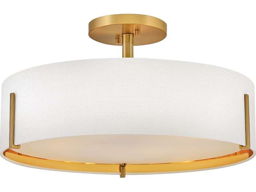 Hinkley Halle 4-Light Lacquered Brass Drum Semi Flush Mount