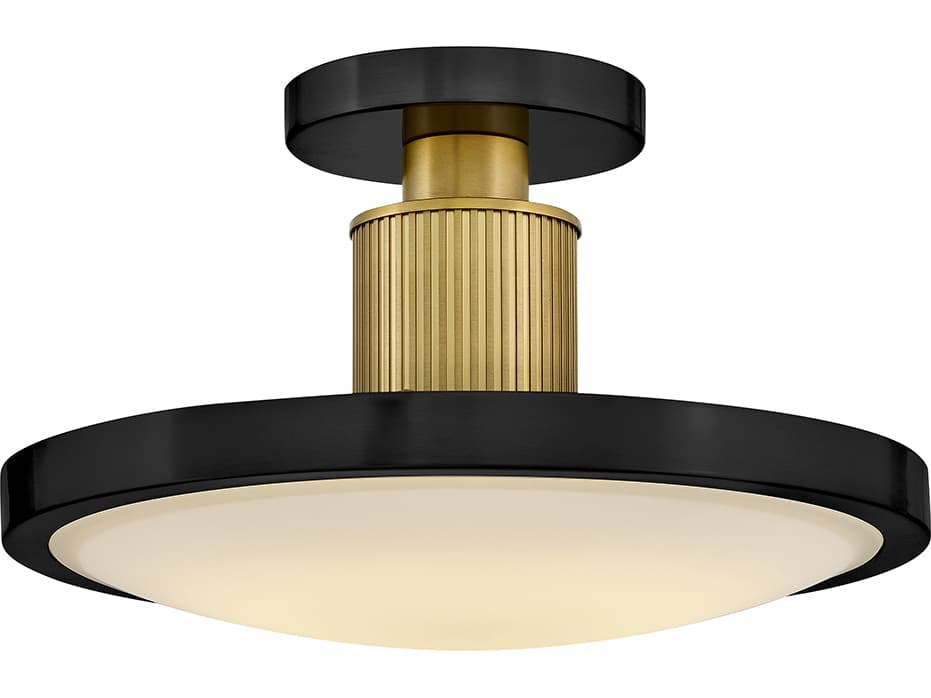 Hinkley Kieran Black Lacquered Brass Round Semi Flush Mount