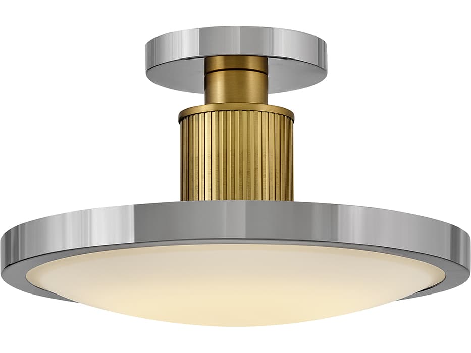 Hinkley Kieran Polished Nickel Lacquered Brass Round Semi Flush Mount