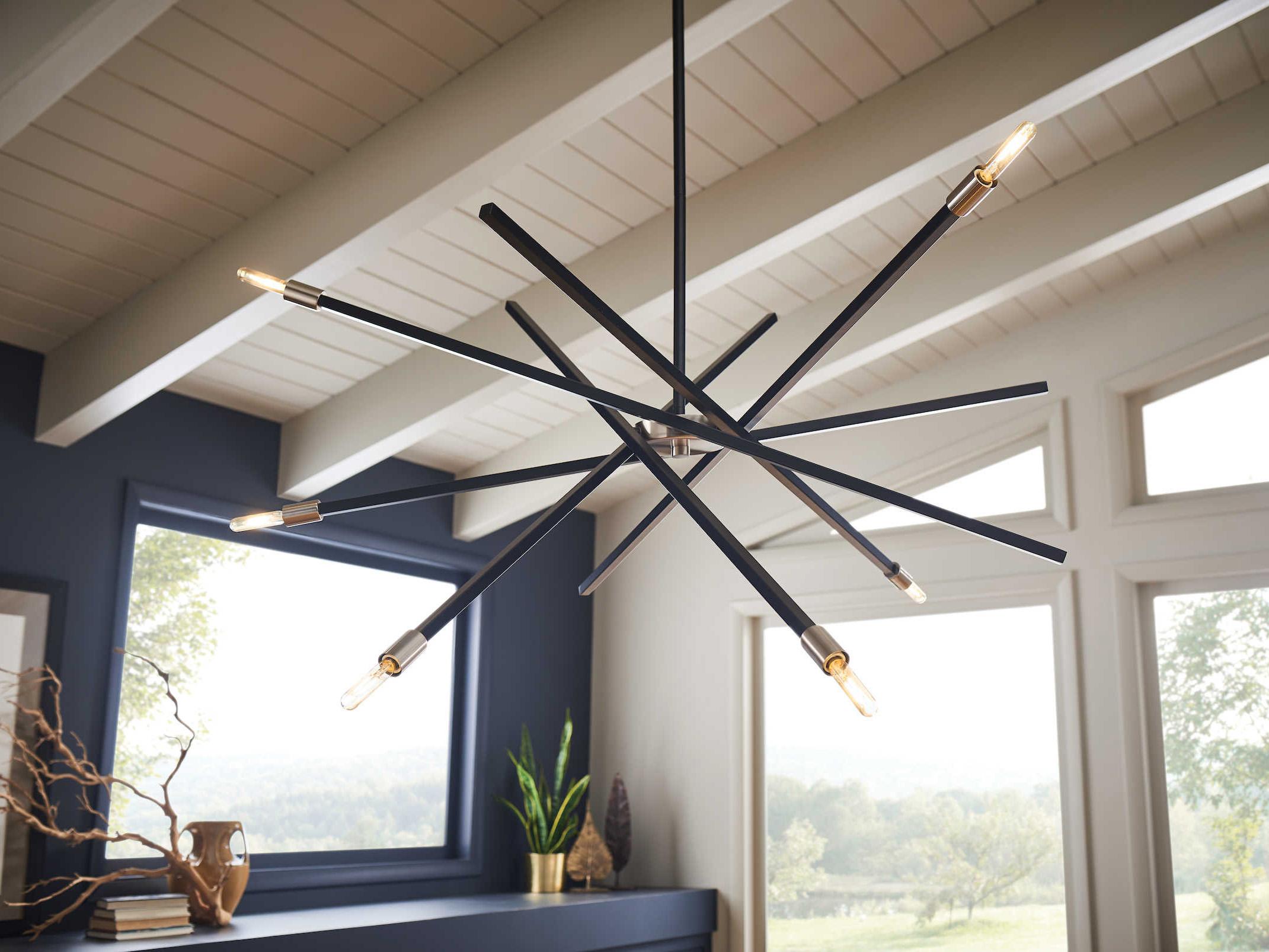 Hinkley Archer 6-Light Satin Black Candelabra Sputnik Chandelier