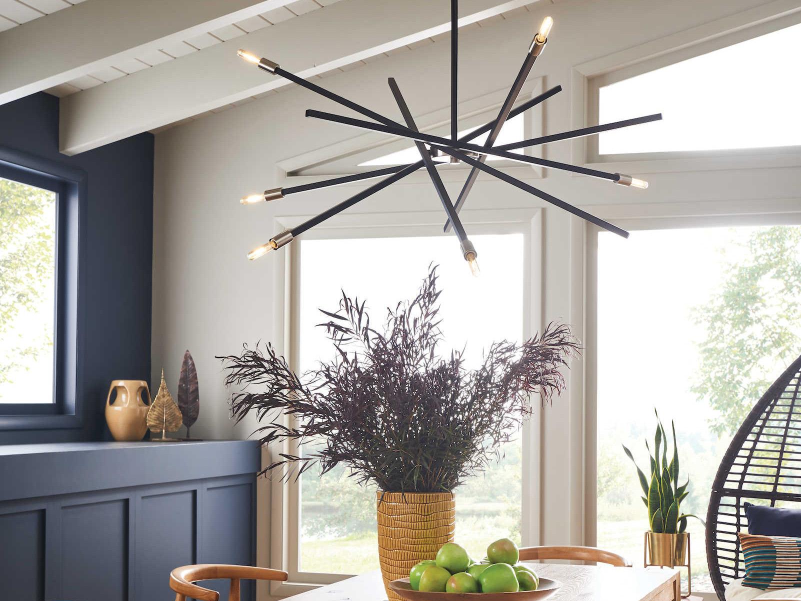Hinkley Archer 6-Light Satin Black Candelabra Sputnik Chandelier