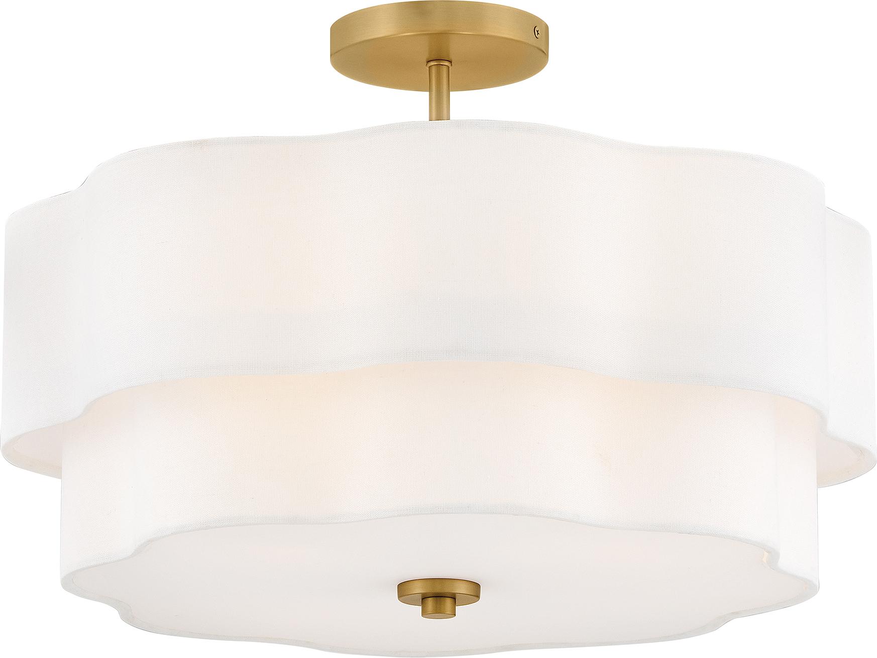 Hinkley Gwen 4-Light Lacquered Brass Round Tiered Semi Flush Mount