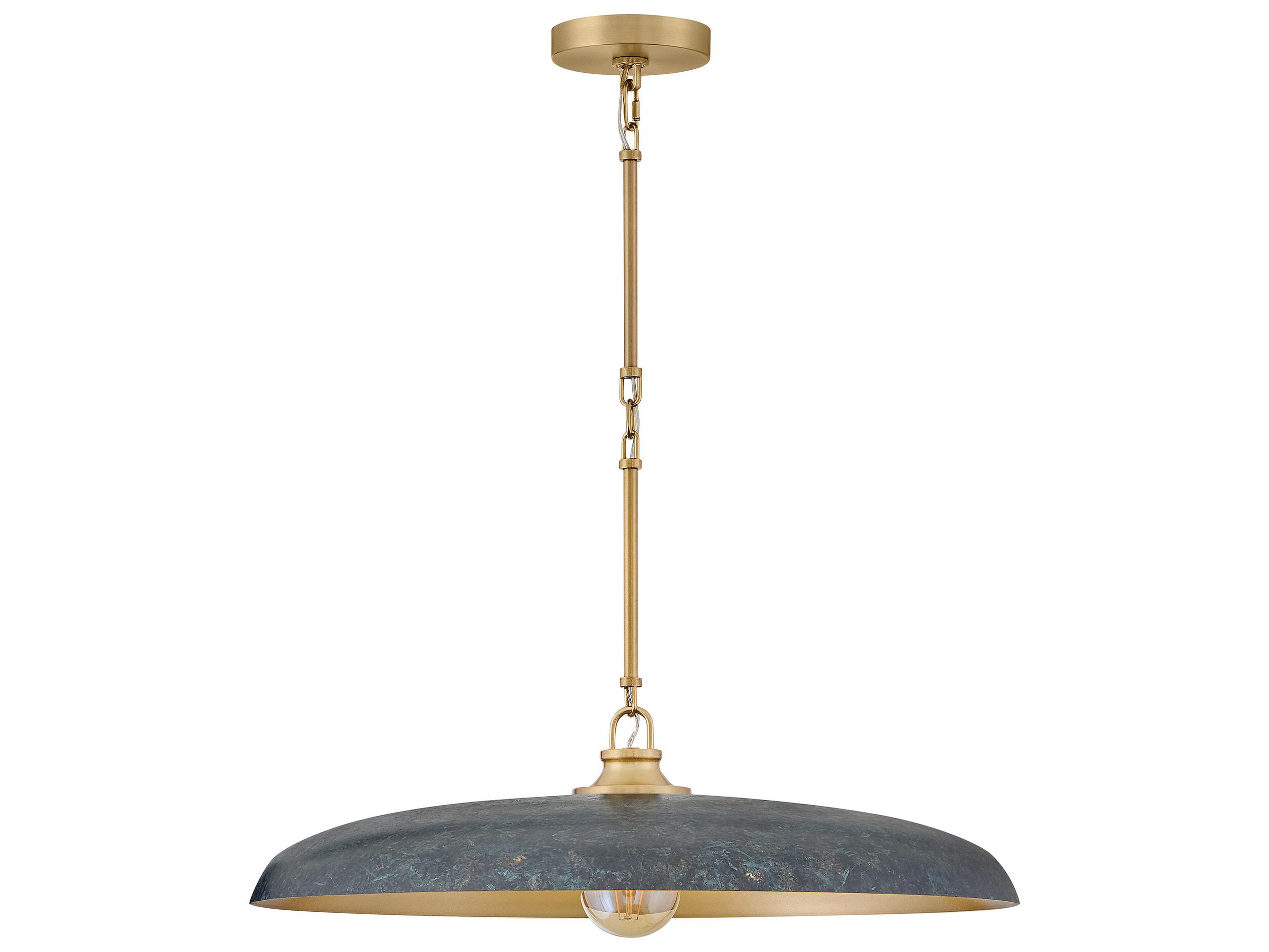 Hinkley Sadie 1-Light Lacquered Brass Antique Verdigris Gray Round Pendant