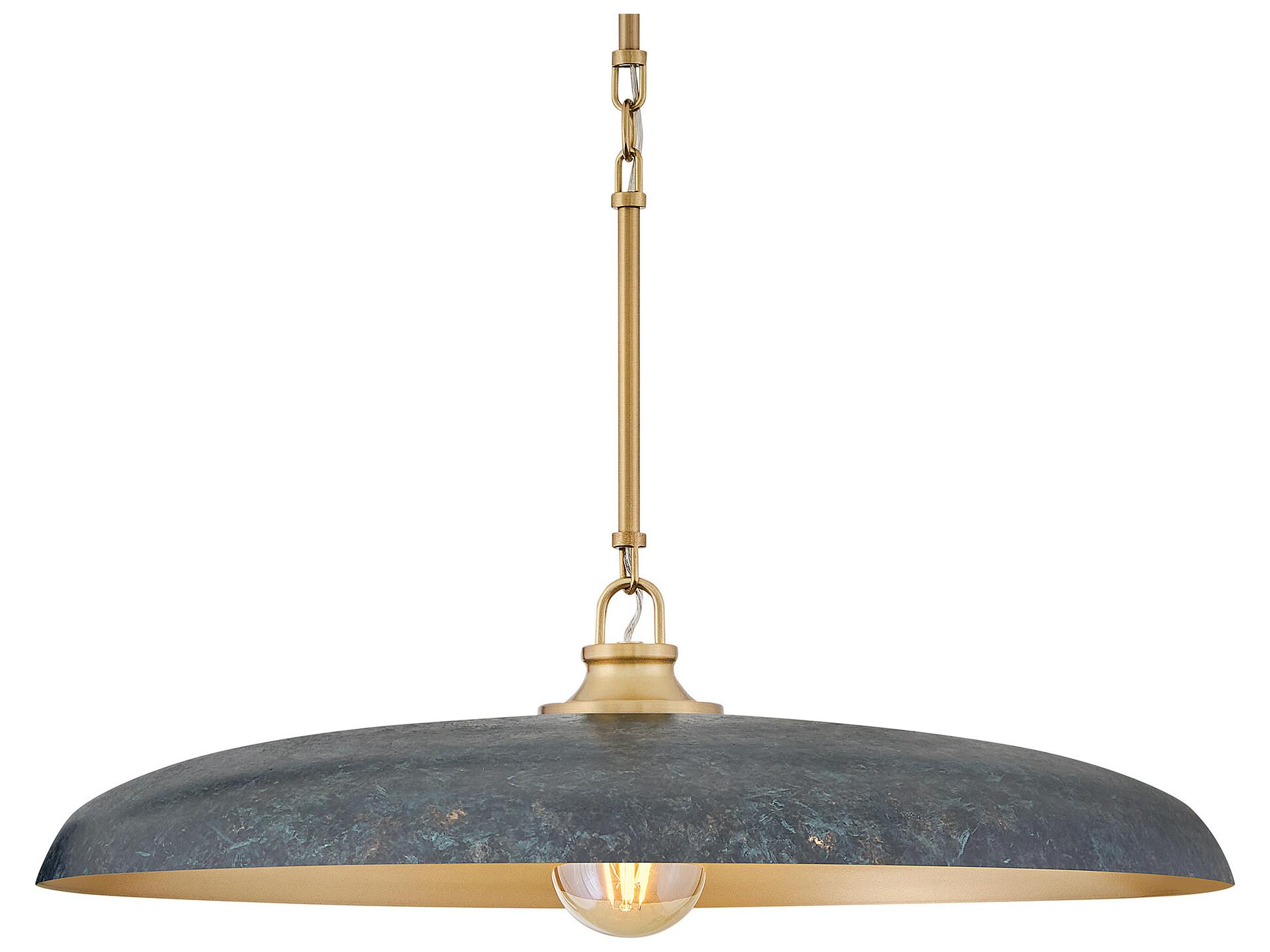 Hinkley Sadie 1-Light Lacquered Brass Antique Verdigris Gray Round Pendant